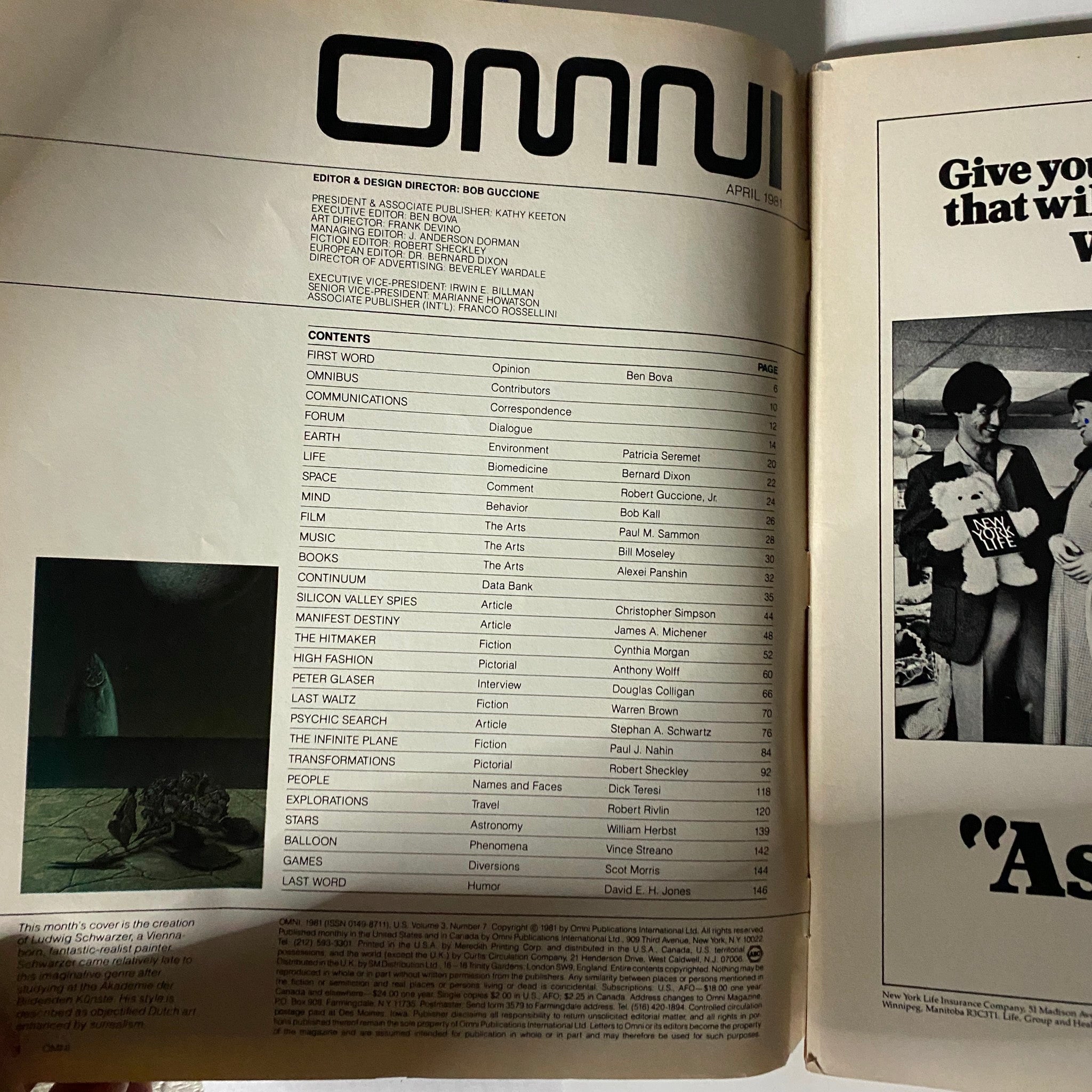 VTG Omni Magazine April 1981 James A. Michener GD Interior No Label