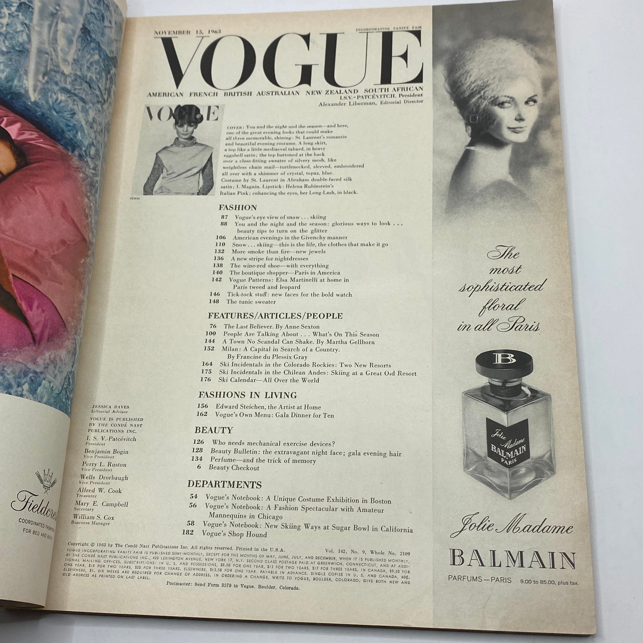 VTG Vogue Magazine November 15 1963 Jean Shrimpton Cover No Label