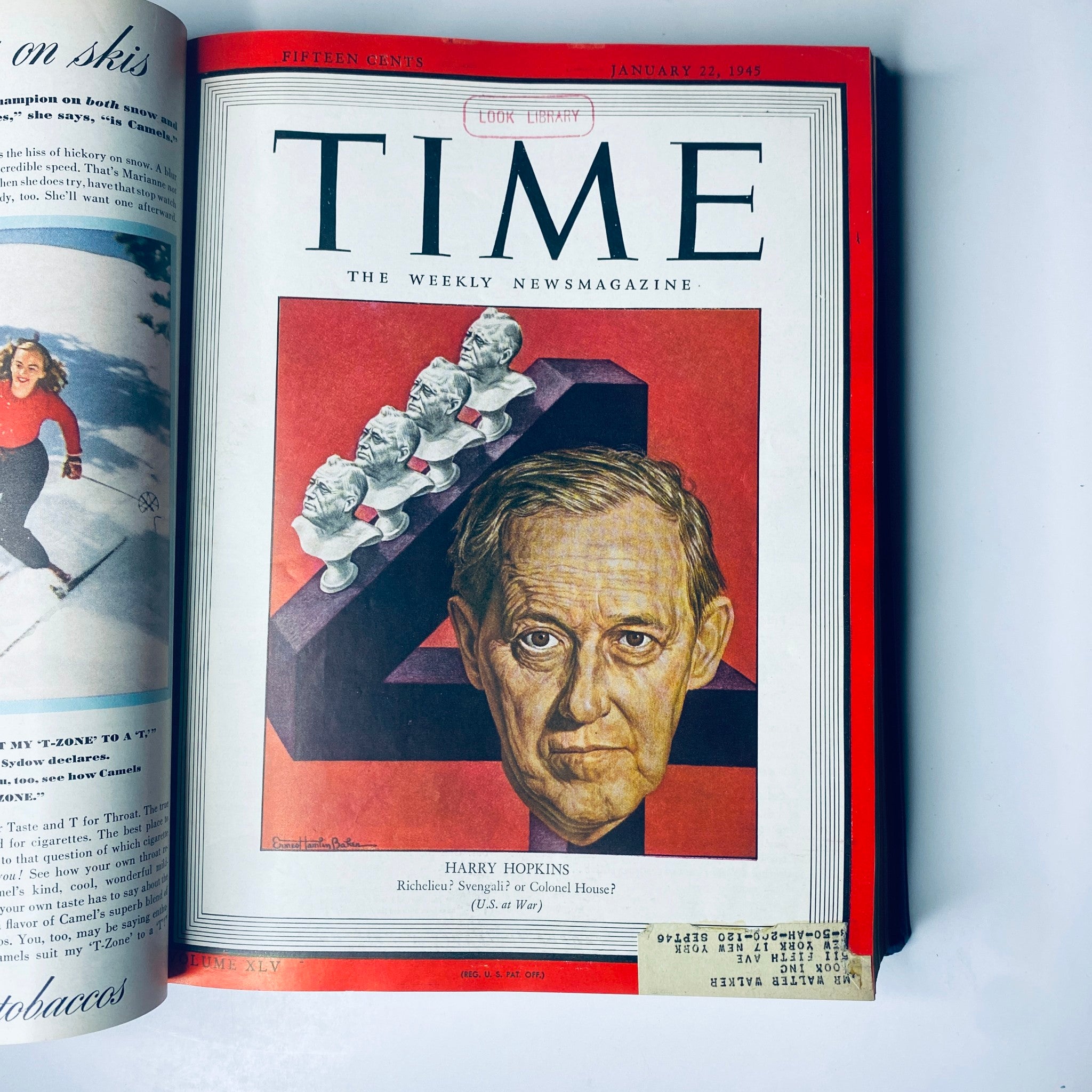 Cover of Time Magazine from January 22, 1945, featuring Harry Hopkins, advisor to President Roosevelt.