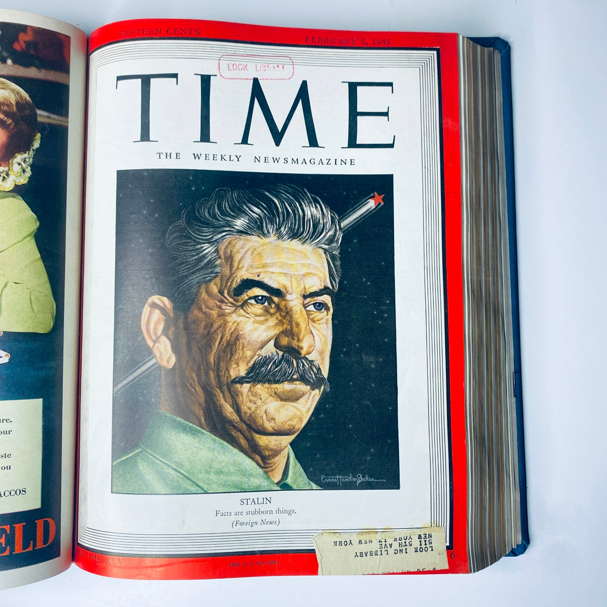 Cover of Time Magazine from February 5, 1945, featuring Joseph Stalin, highlighting significant wartime events and leadership. Time Magazine Library Bound January 1, 1945 - March 26, 1945 Arabia's Ibn Saud.