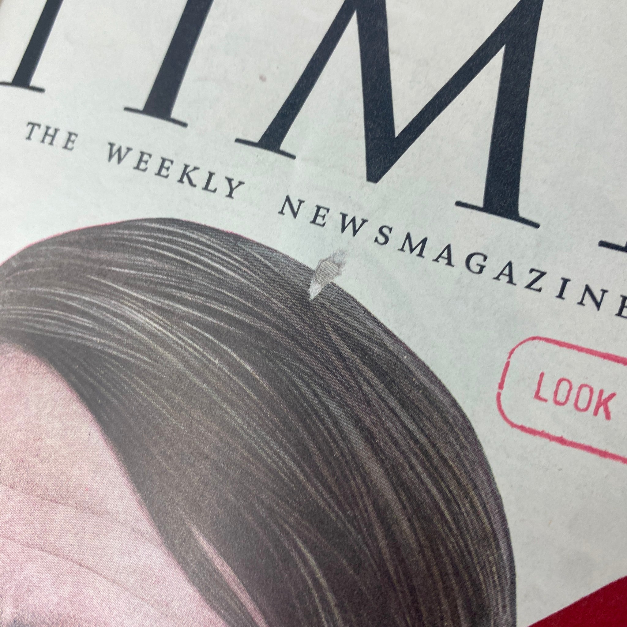 Close-up of the Time Magazine cover from May 7, 1945, depicting a red X over the image of Adolf Hitler, reflecting the magazine’s critical stance during the final stages of World War II.