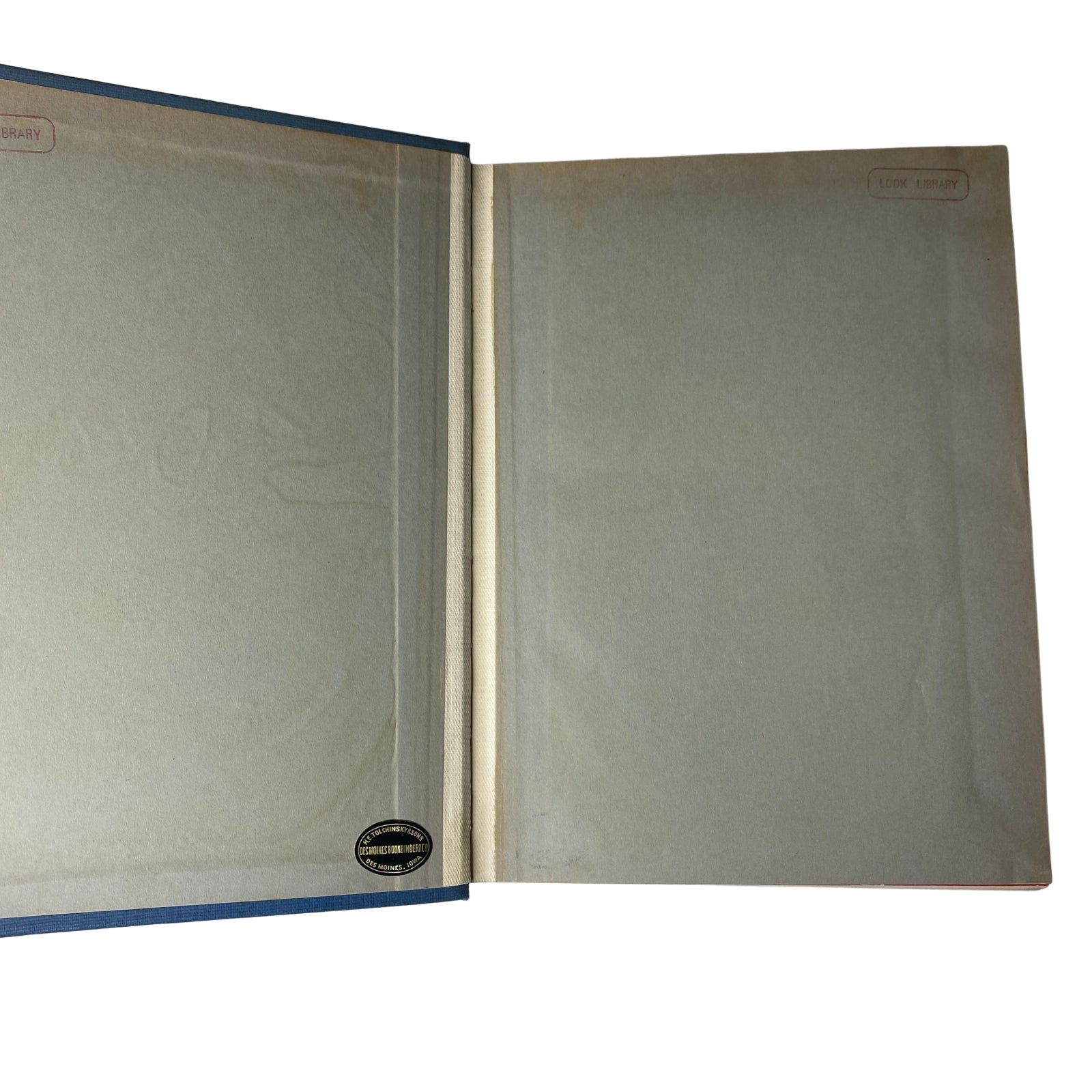 Time Magazine Library Bound April 2, 1945 - June 25, 1945 Adolph Hitler Red X - showing the inside front cover and endpapers of the bound magazine.