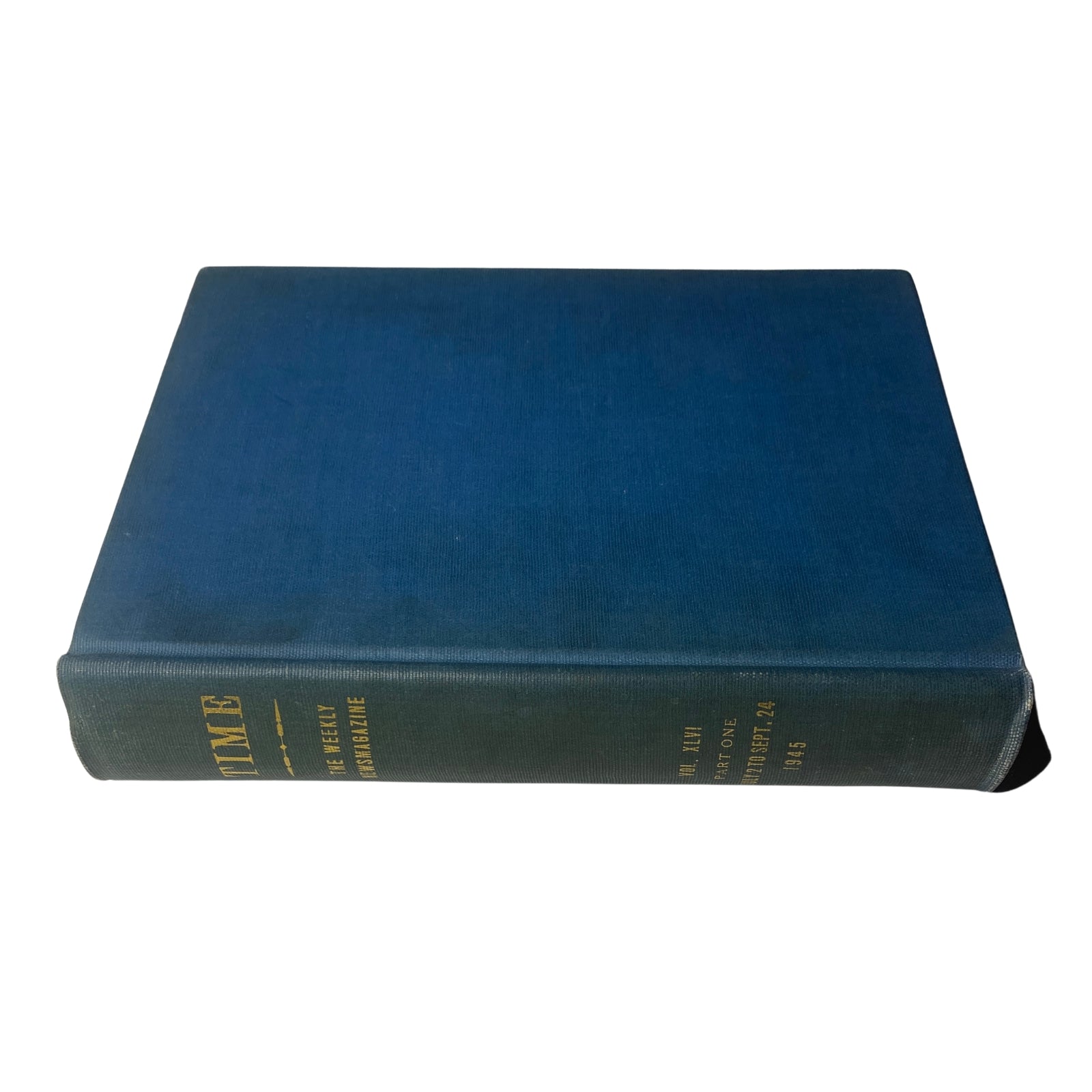 Time Magazine Library Bound July 2, 1945 - September 24, 1945 showcasing the blue hardcover spine of the volume.
