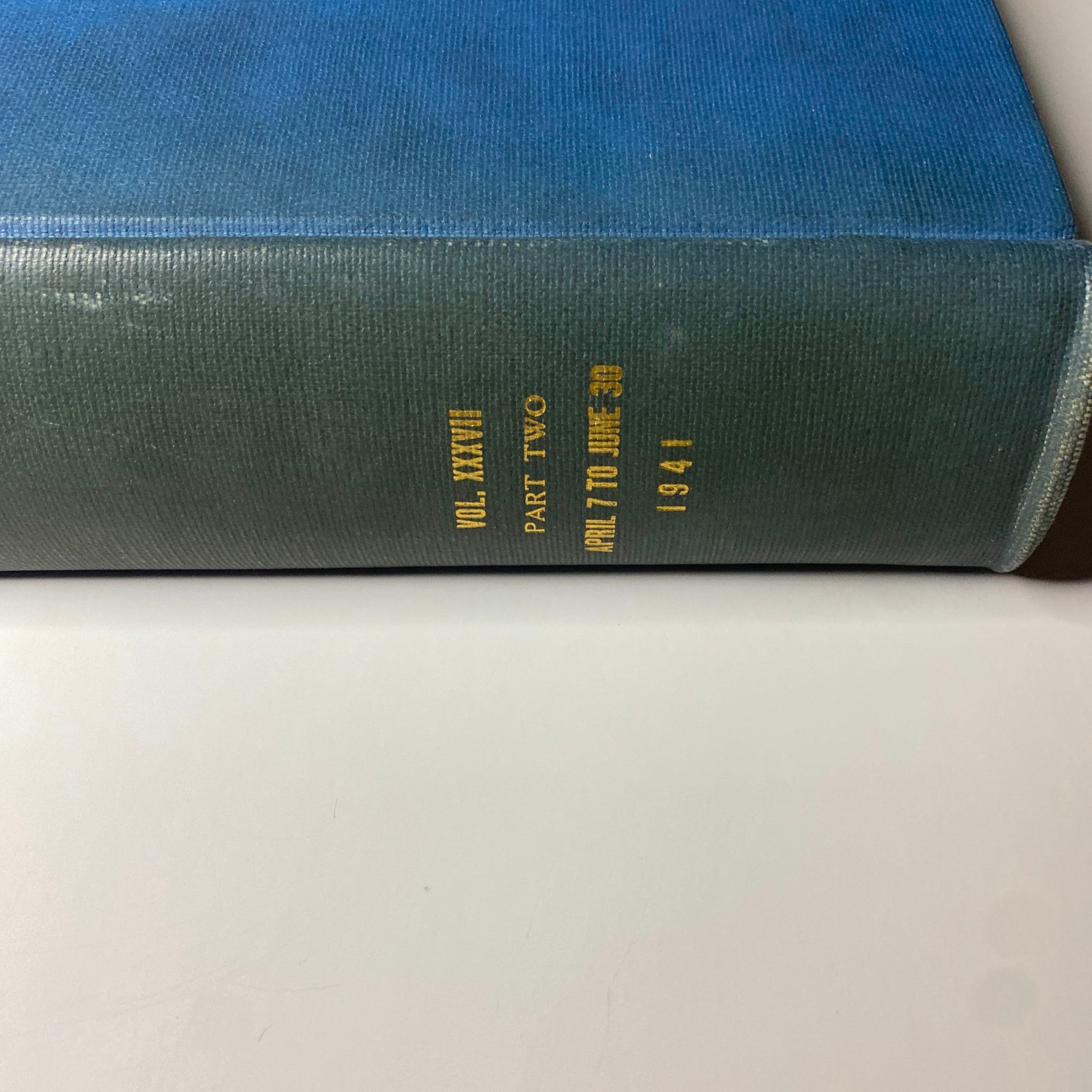 Detailed image of the side of the library bound Time Magazine, clearly displaying the volume and date information for April to June 1941.