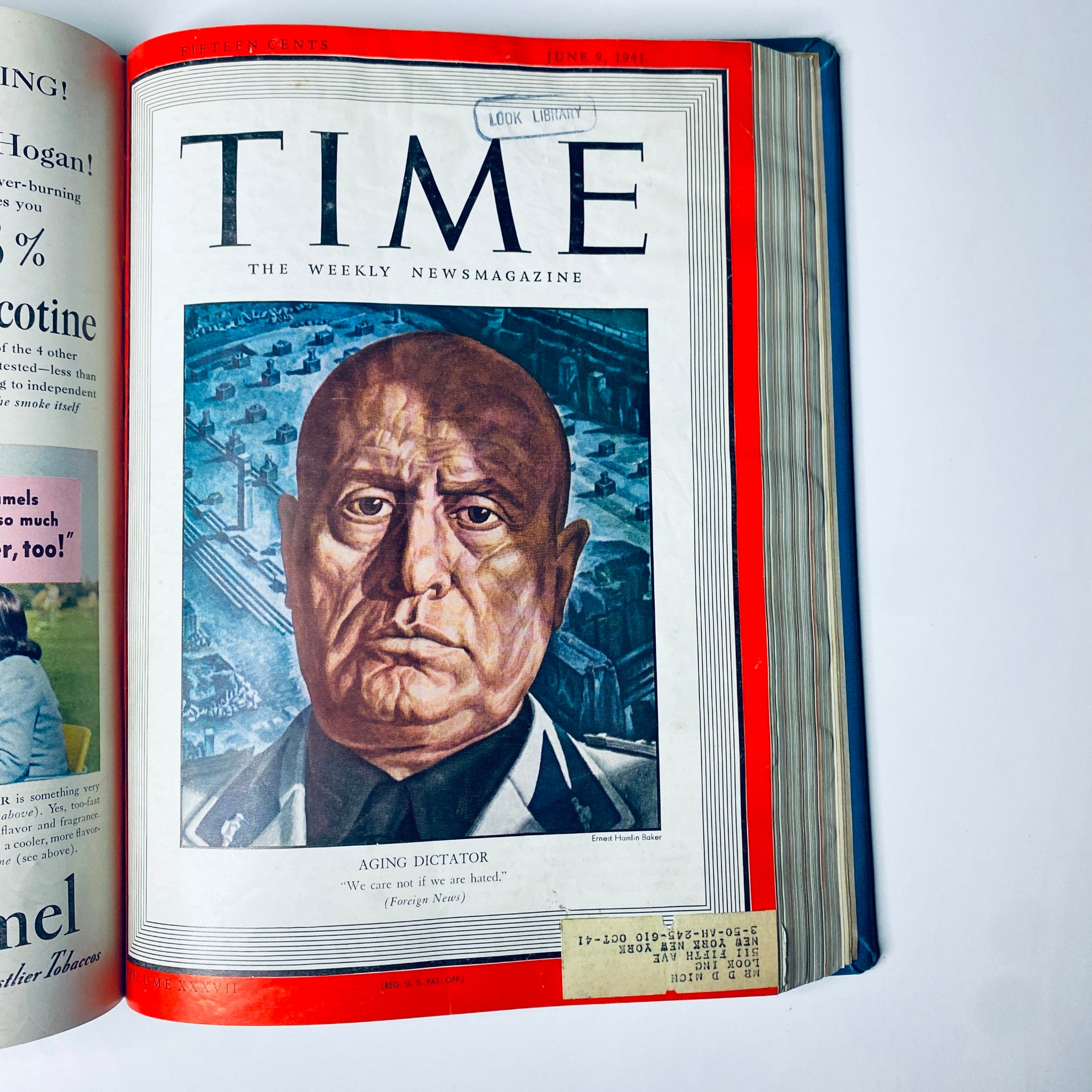 Time Magazine Library Bound June 9, 1941 cover featuring an Aging Dictator, providing context about wartime leadership and political dynamics in World War II.