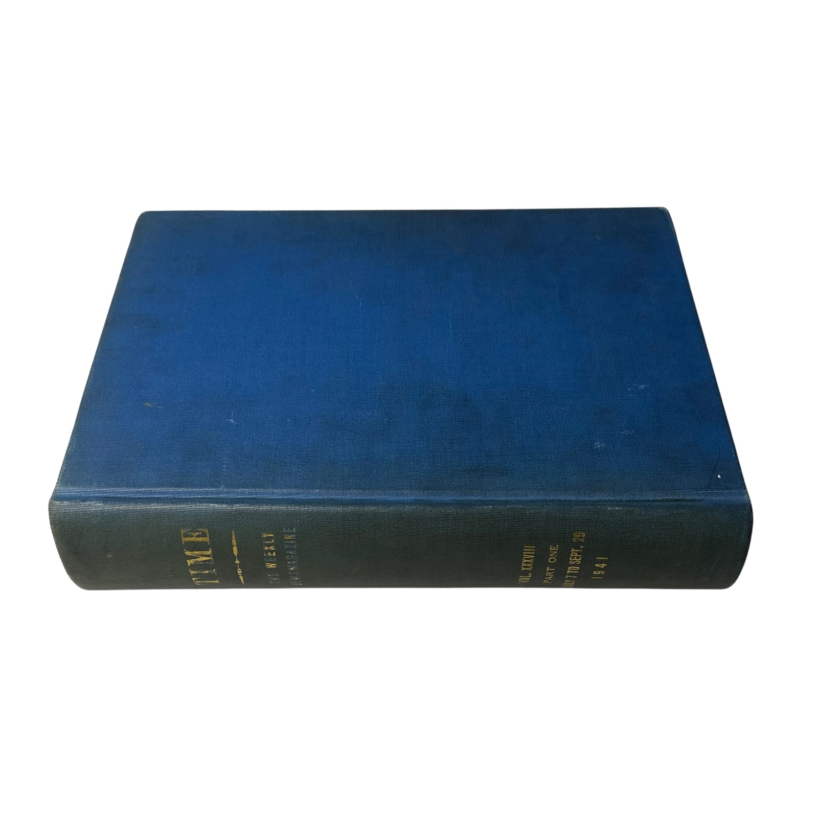 Time Library Bound Weekly Magazine, July 7 to September 29, 1941 - Cover view of the bound volume with a dark blue cloth cover.