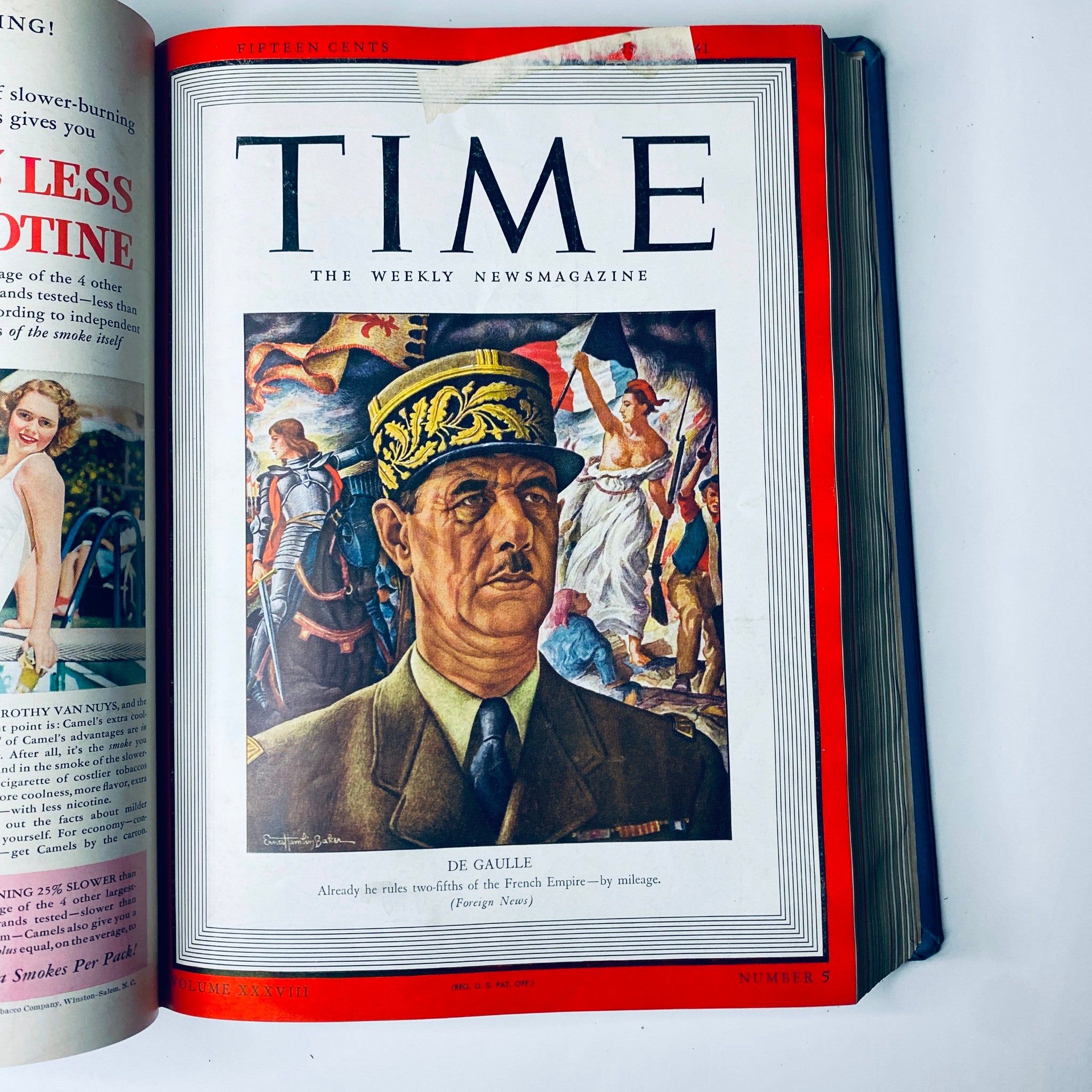 Time Magazine cover dated August 11, 1941, depicting Sumner Welles, U.S. Under Secretary of State, with a detailed portrait against an emblematic background. Title: Time Magazine Library Bound July 7 - September 29, 1941 - IRAN'S REZA SHAH PAHLAVI.
