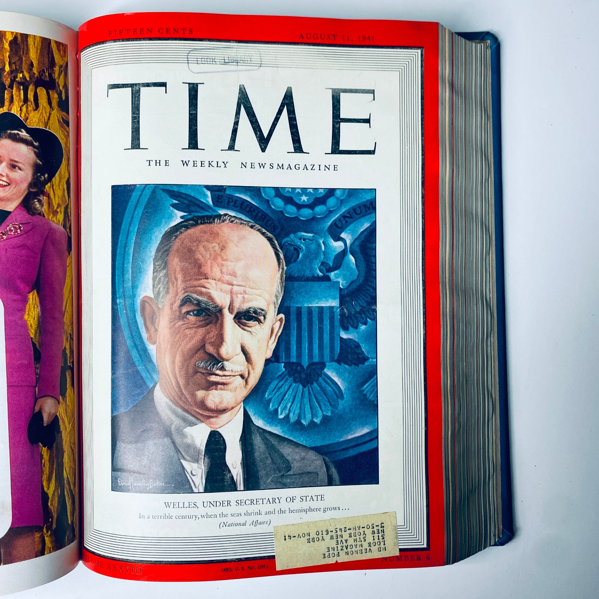 Time Magazine cover dated August 18, 1941, featuring General Charles de Gaulle in a formal military outfit with a dramatic illustration backdrop representing French nationalism. Title: Time Magazine Library Bound July 7 - September 29, 1941 - IRAN'S REZA SHAH PAHLAVI.