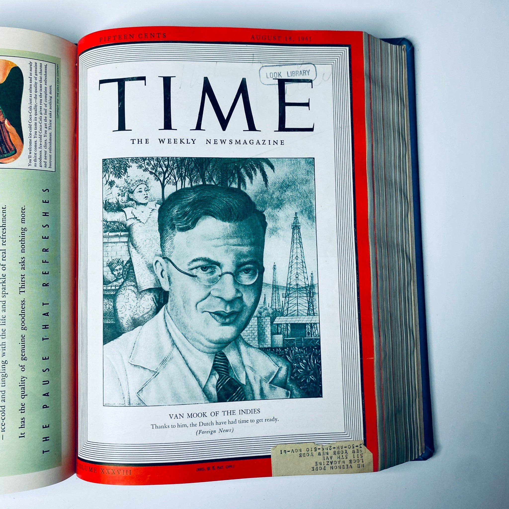 Cover of Time Magazine library bound edition from August 18, 1941, featuring Yōsuke Matsuoka, Japanese Foreign Minister, highlighting pre-World War II tensions.