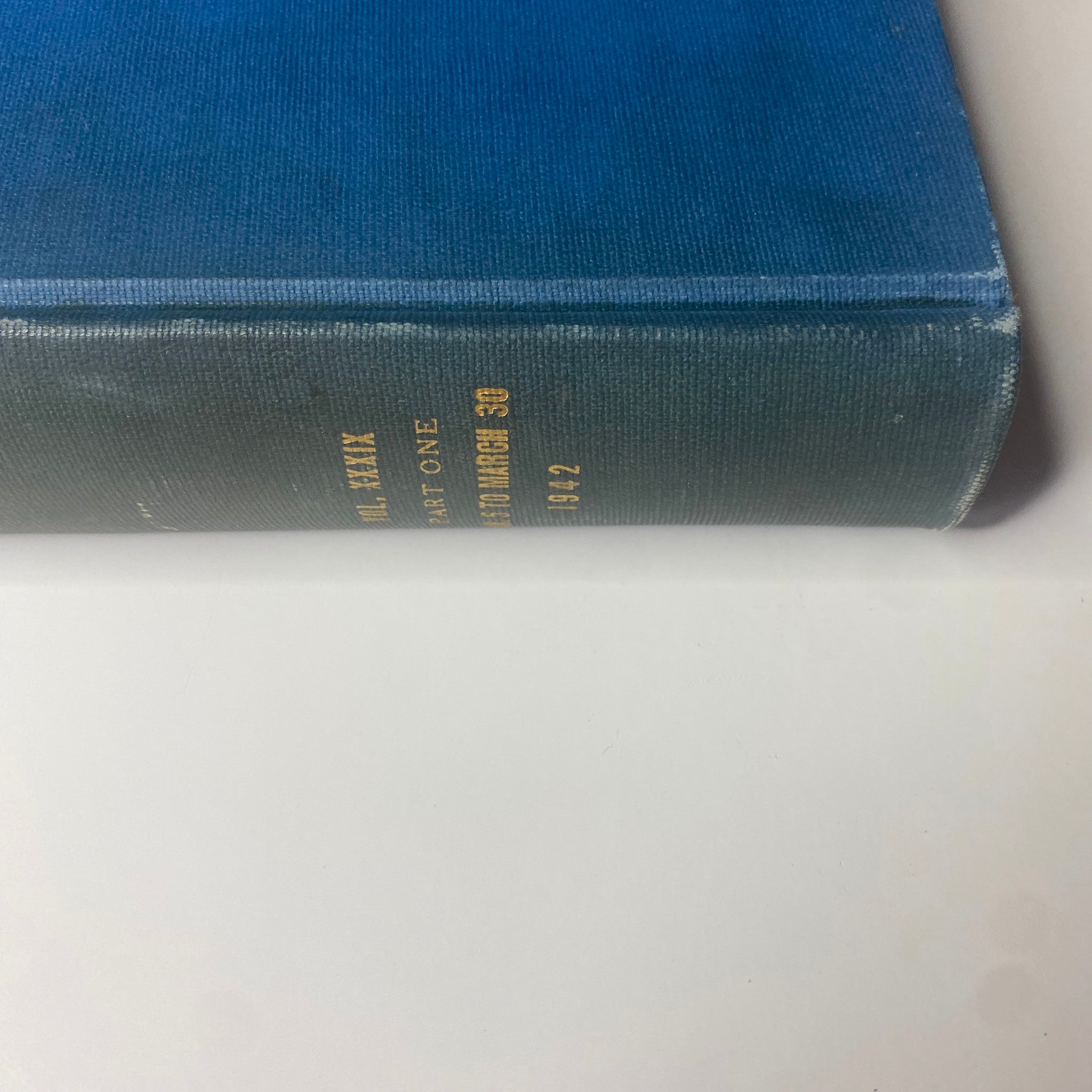 Detailed view of the spine of Time Magazine Library Bound Weekly January 5, 1942 - March 30, 1942, highlighting the publication date and volume information.