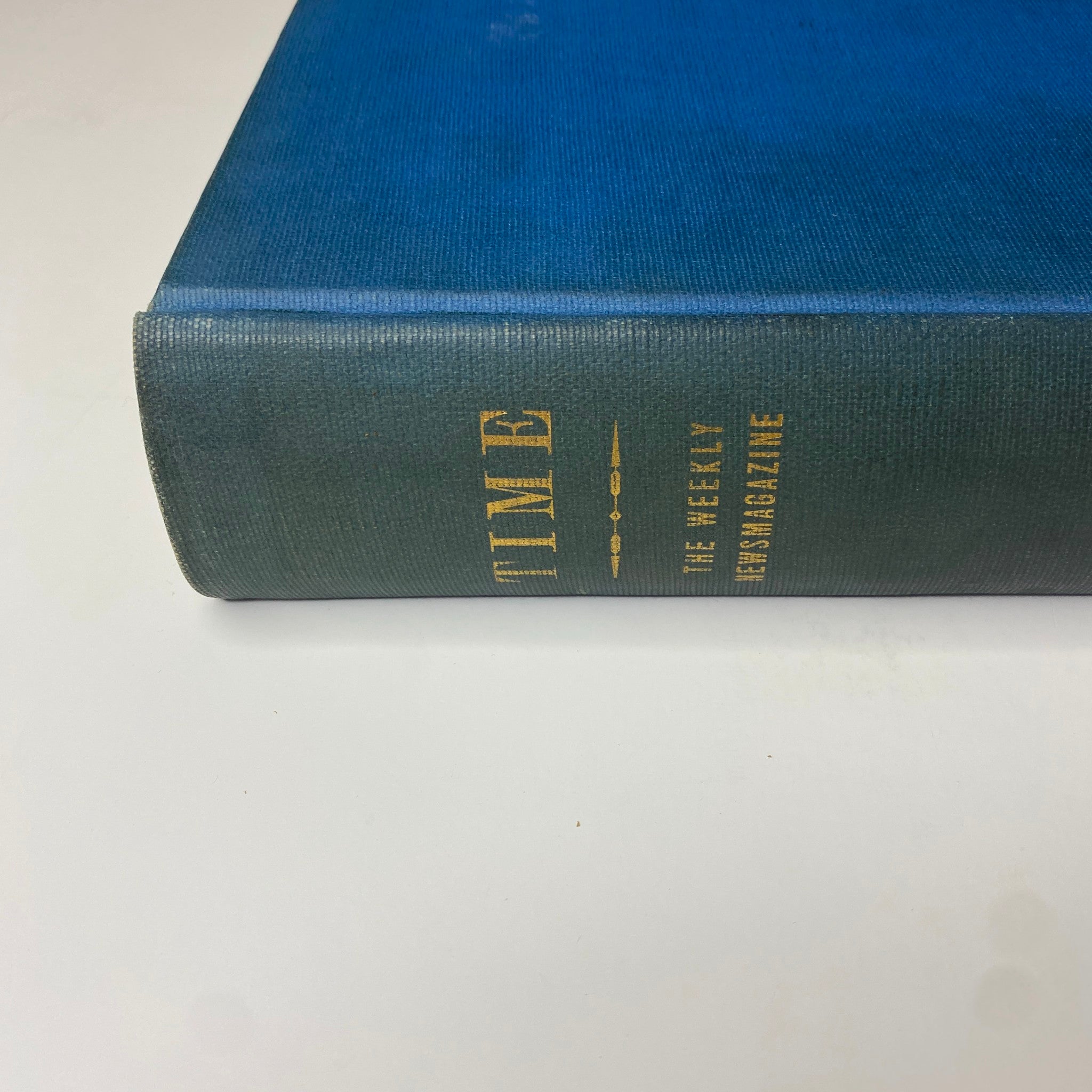 Spine view of Time Magazine Library Bound Weekly edition covering April 6 to June 29, 1942, featuring a rich blue color with embossed gold lettering.
