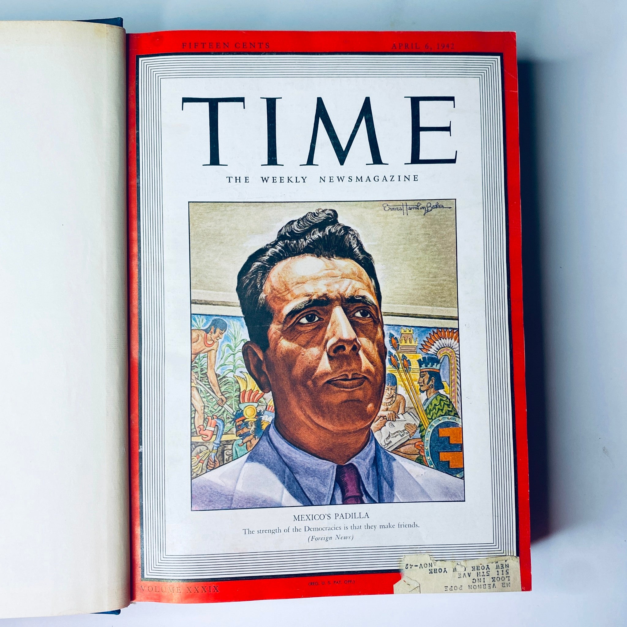 Cover page of the April 6, 1942 edition of Time Magazine Library Bound Weekly, featuring a portrait of Mexico's Padilla, reflecting wartime themes.
