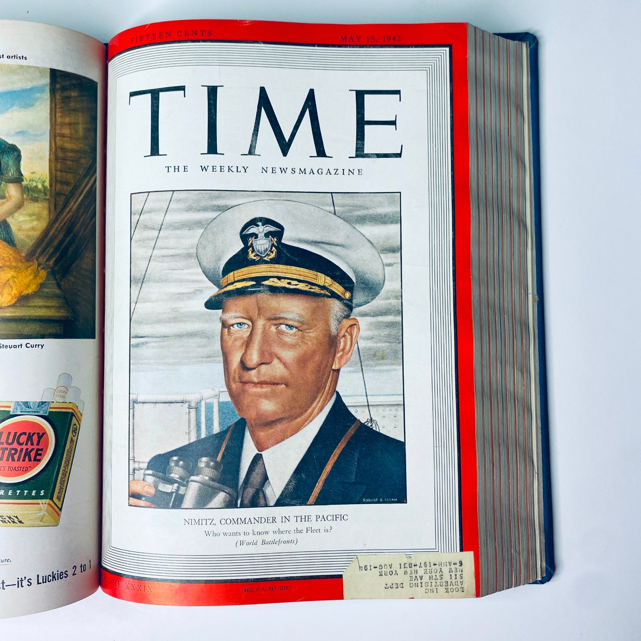 Time Magazine Library Bound Weekly April 6, 1942 - June 29, 1942 cover featuring Admiral Chester W. Nimitz, representing U.S. military leadership in the Pacific during World War II.