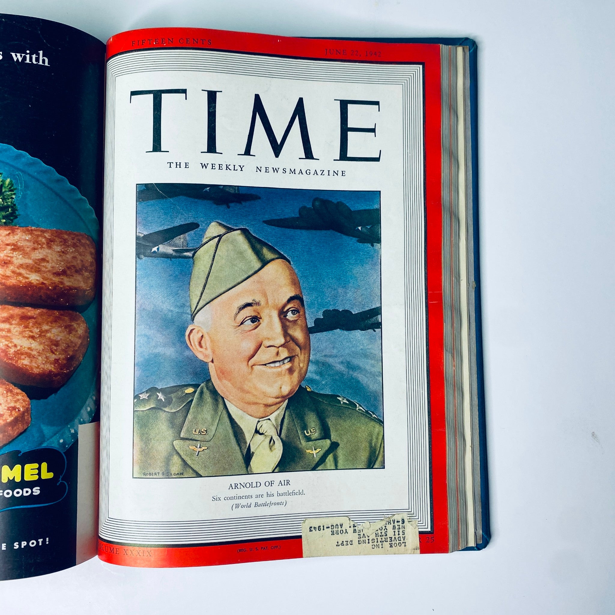 Cover of Time Magazine Library Bound Weekly April 6, 1942 - June 29, 1942 featuring General Henry H. 'Hap' Arnold, illustrating his leadership in the U.S. Army Air Forces during World War II.