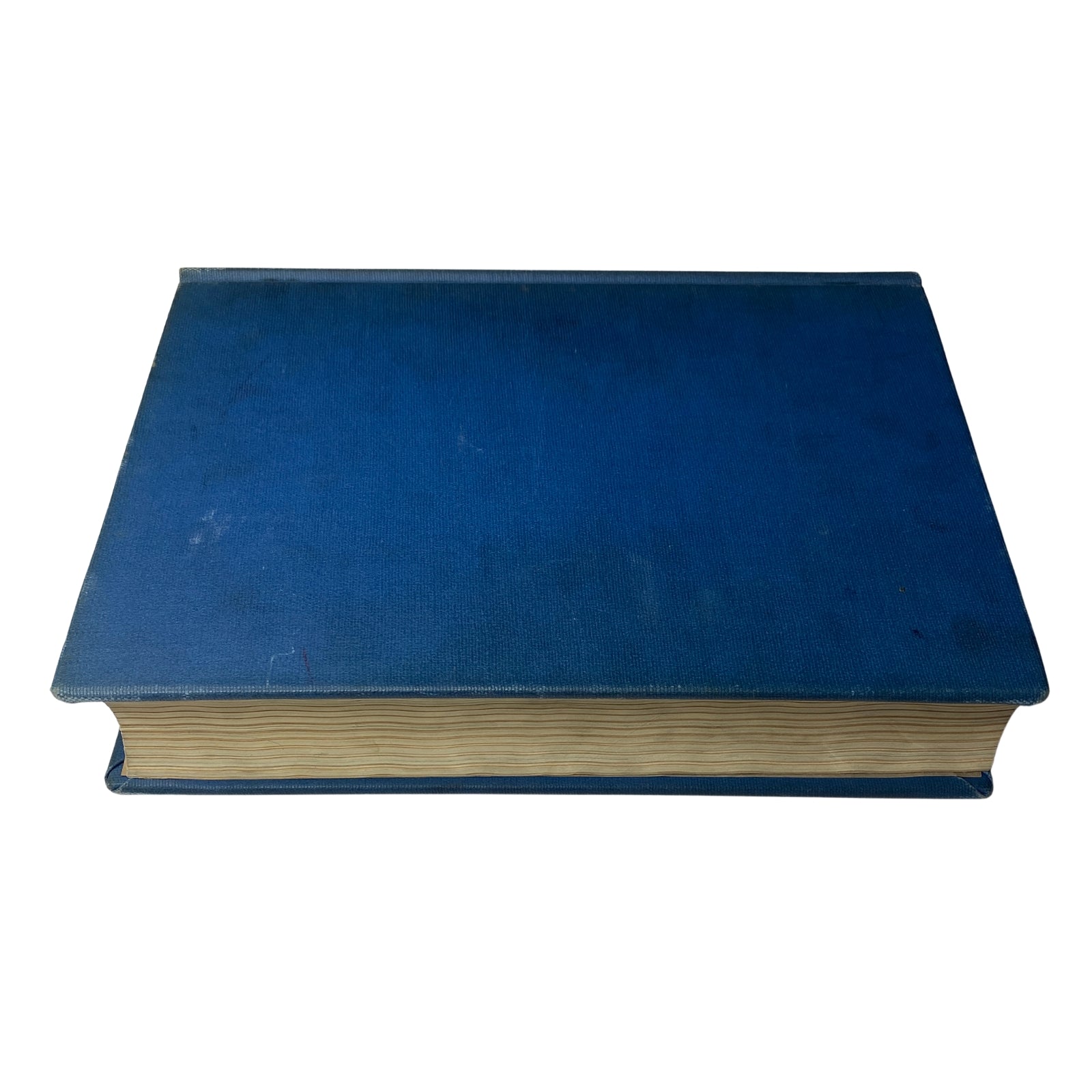 Top down view of the Time Magazine Library Bound Weekly from April 6 to June 29, 1942, highlighting the blue cover and the thickness of the bound volume.
