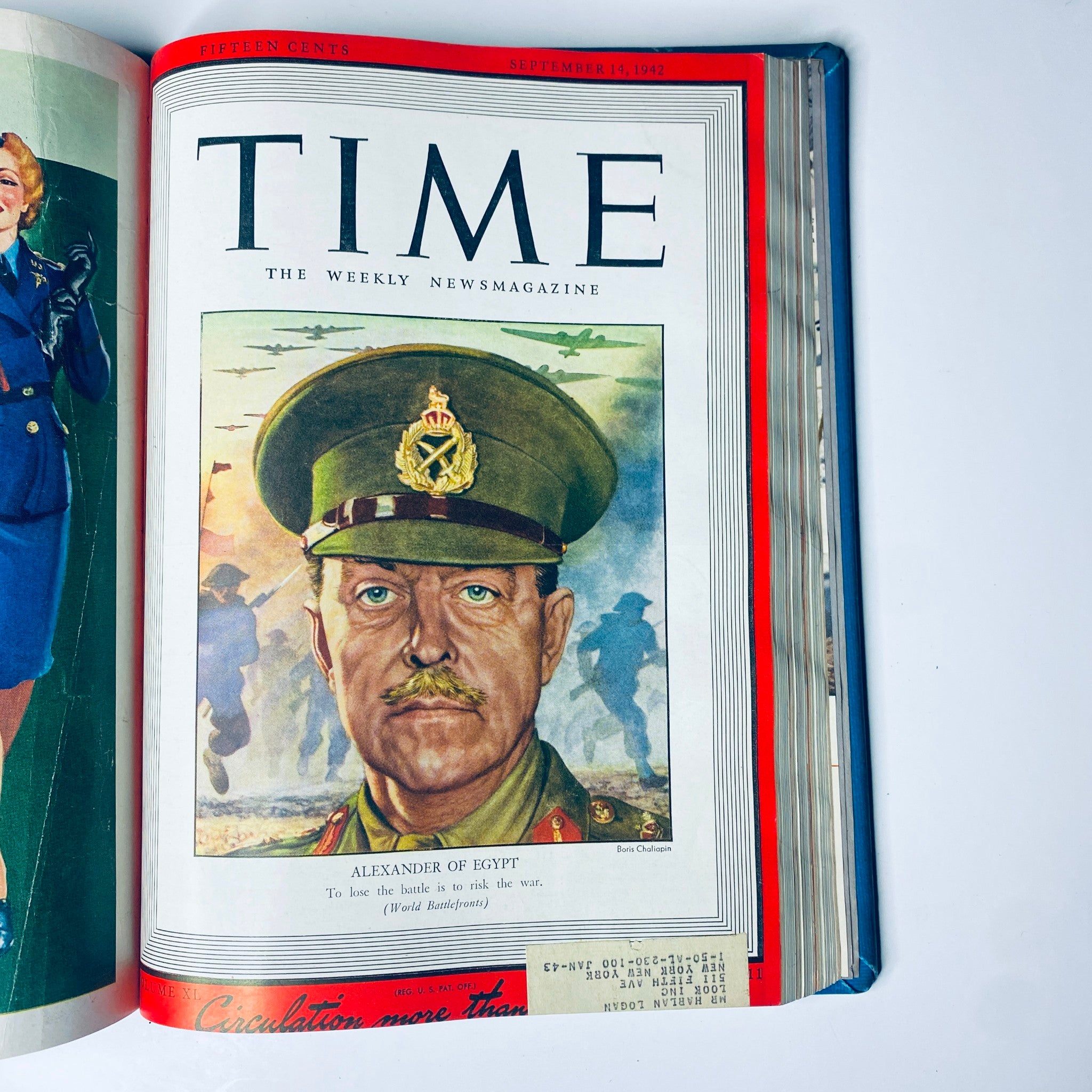 Time Magazine cover featuring Alexander of Egypt from the September 14, 1942 issue. Offers insights into military leadership during World War II. Title: Time Magazine Library Bound July- Sept 1942 Dmitri "Fireman" Shostakovich.
