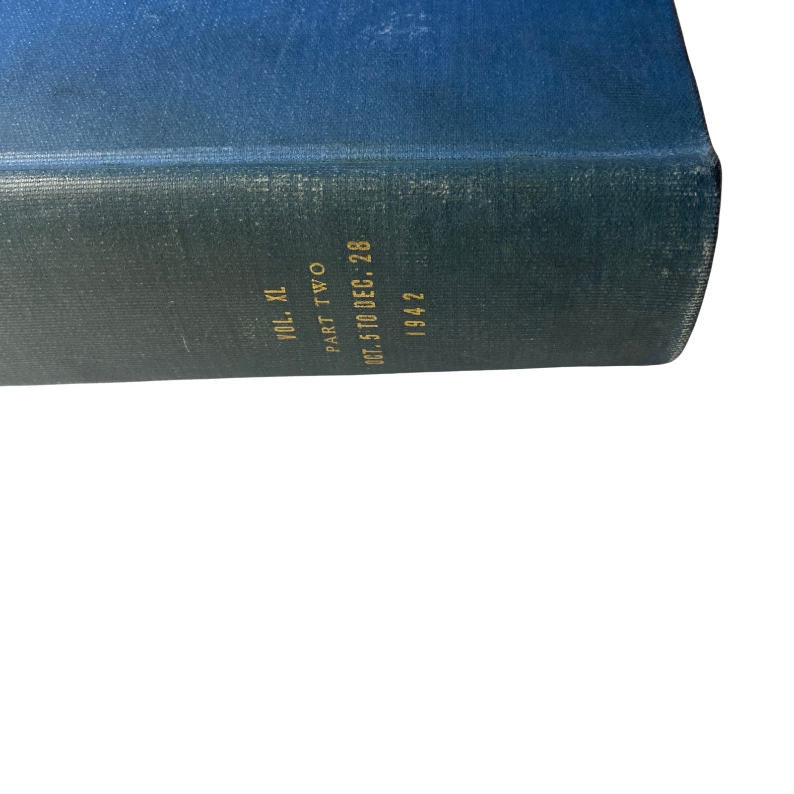 Detailed view of the spine of Time Magazine Library Bound Weekly, indicating part two and the publication year 1942.
