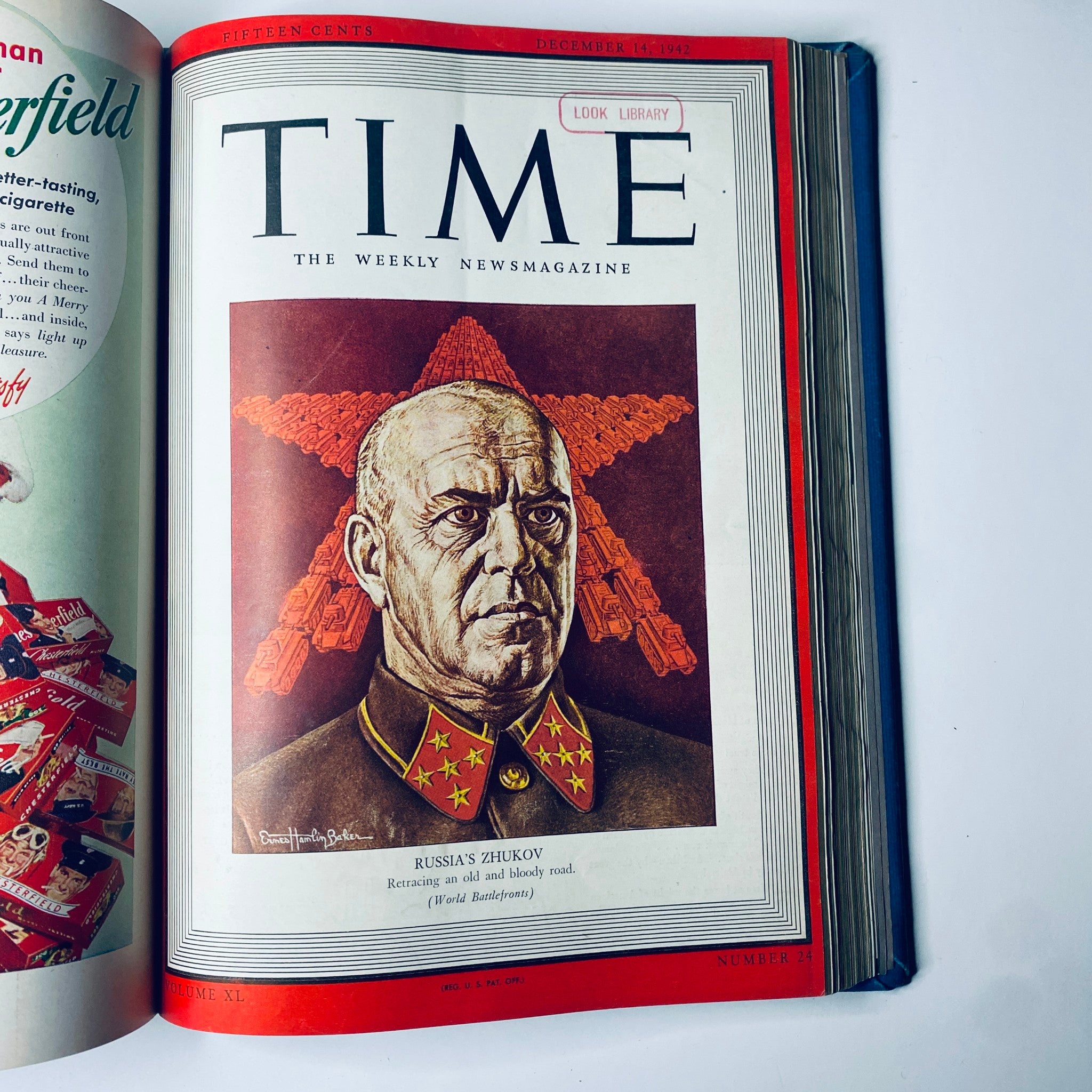 Cover of Time Library Bound Weekly Magazine from December 14, 1942, illustrating Marshal Georgy Zhukov, focusing on Soviet military leadership in World War II.