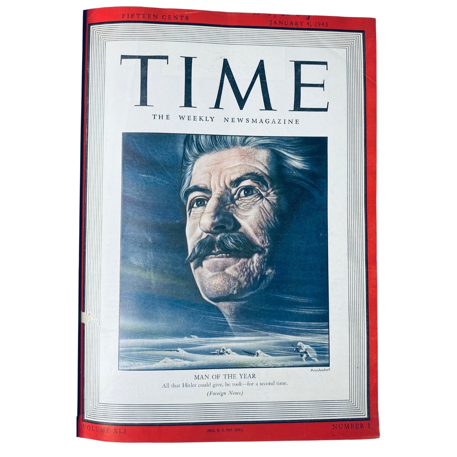 Cover of Time Magazine Library Bound Weekly for January 4, 1943, featuring a portrait of Joseph Stalin as Man of the Year.