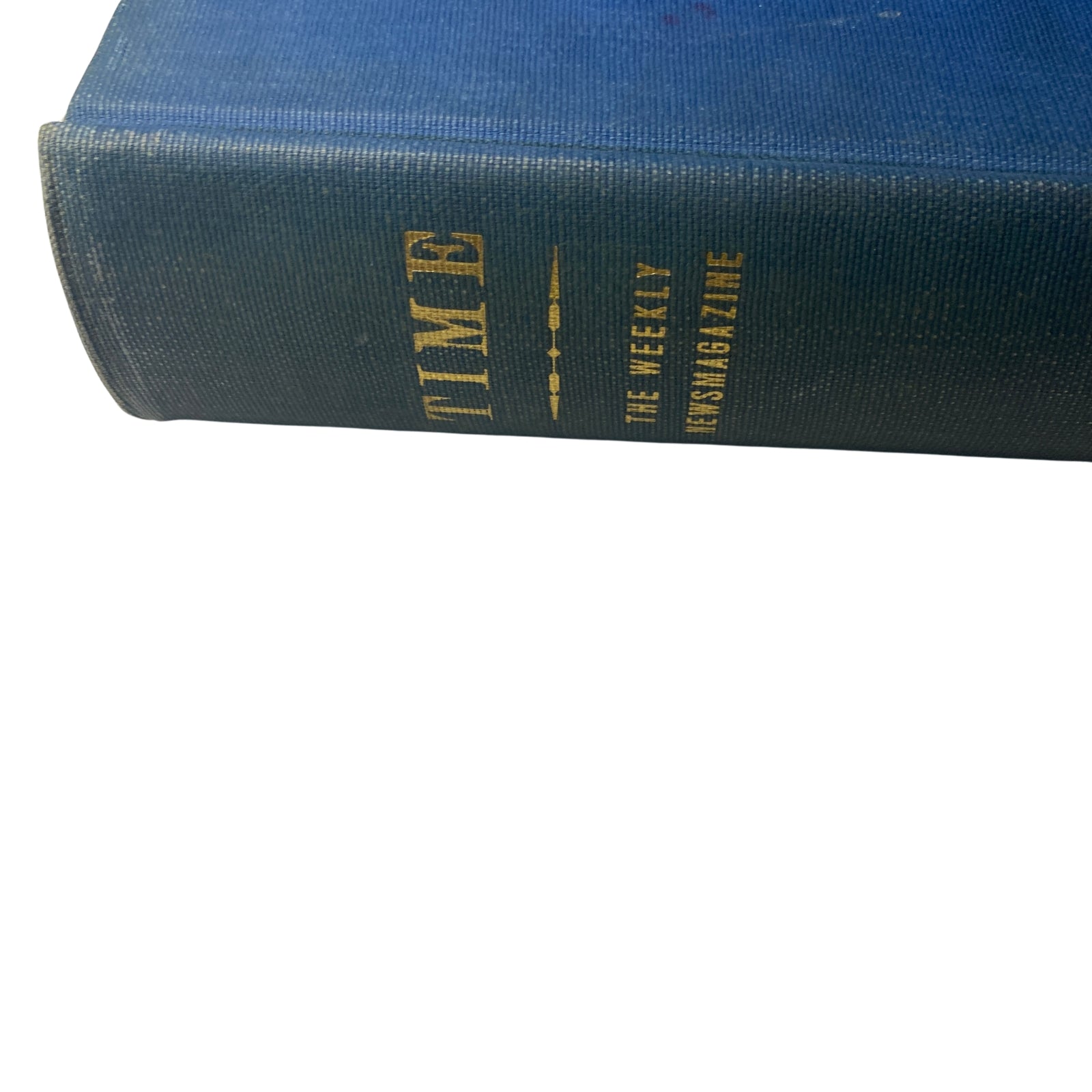 Close-up of the spine of Time Magazine Library Bound Weekly January 5, 1943 - March 29, 1943, highlighting the title and publication information.
