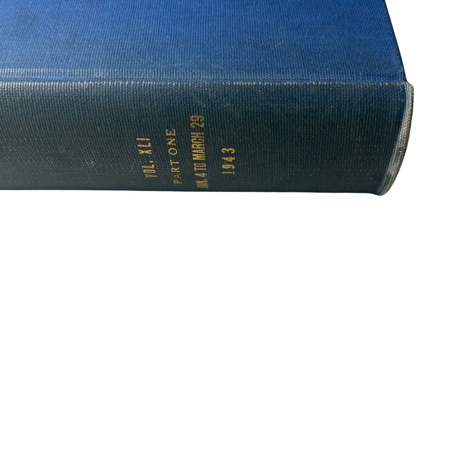 Display of the spine detailing the specific volume and dates of Time Magazine Library Bound Weekly from January 5, 1943, to March 29, 1943.