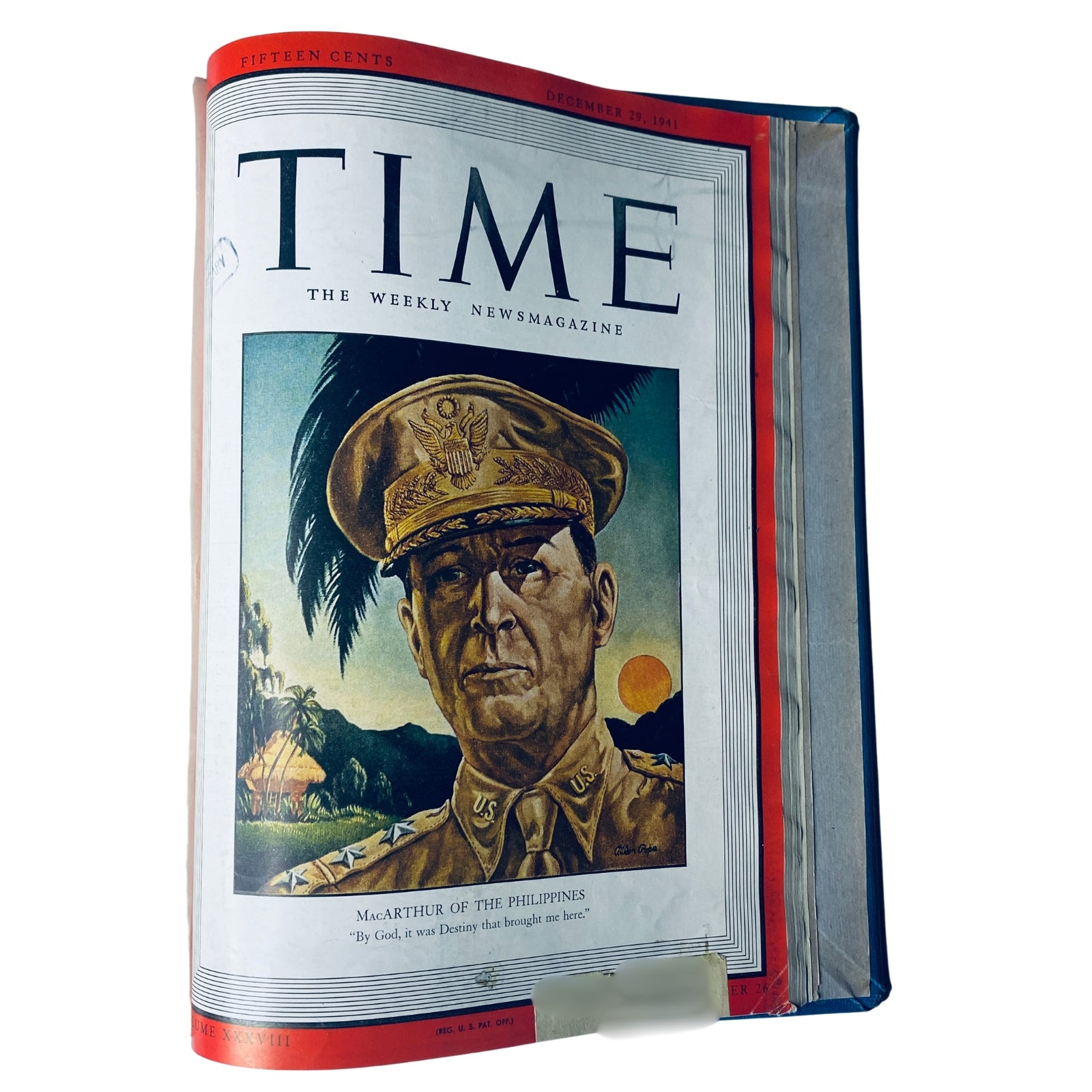 Cover of Time Magazine Library Bound Weekly for December 29, 1941, featuring a portrait of General Douglas MacArthur of the Philippines, highlighting the pivotal moment in history just after the U.S. entry into World War II.