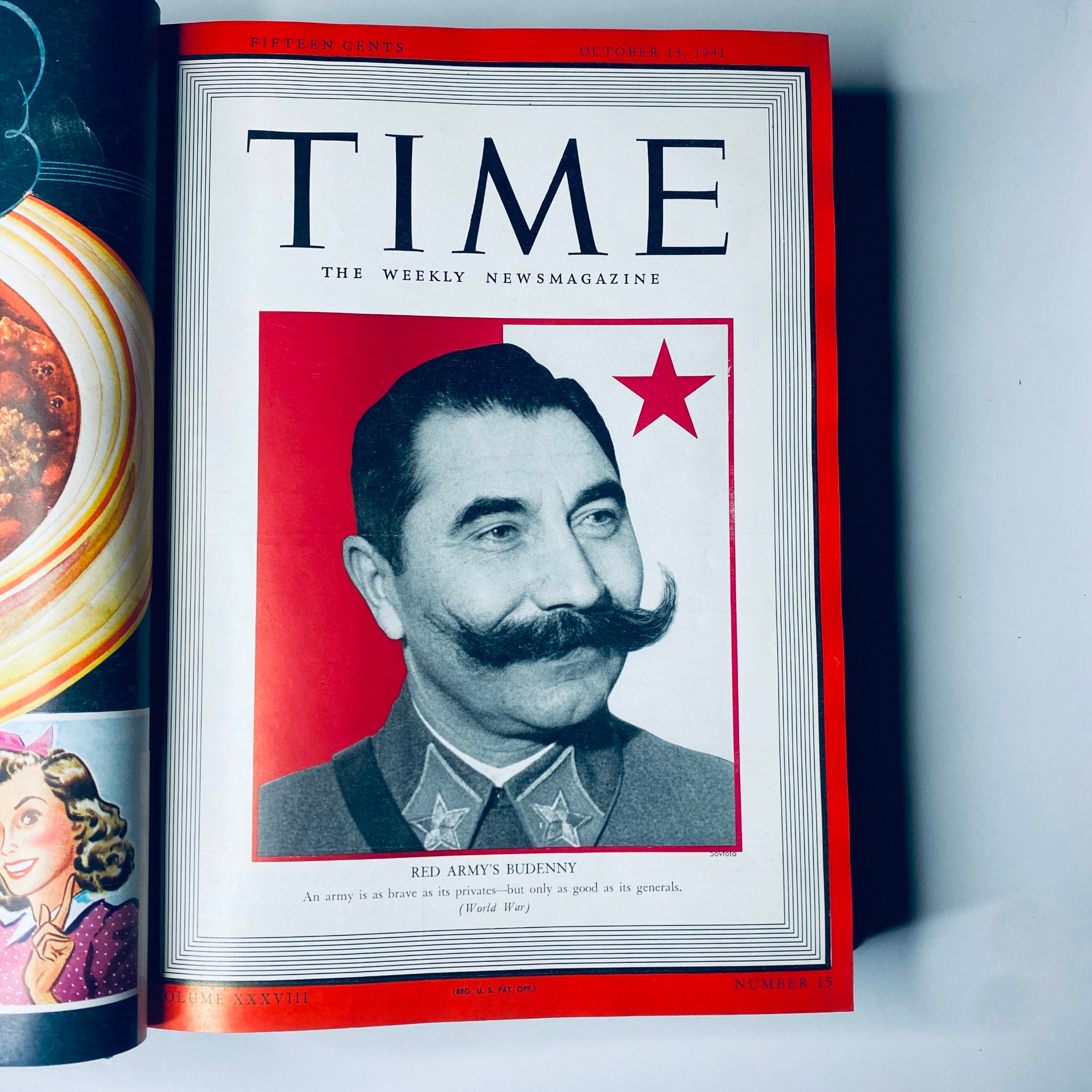 Time Magazine cover from October 13, 1941, showcasing Red Army's Budenny, included in the Time Magazine Library Bound Weekly edition.