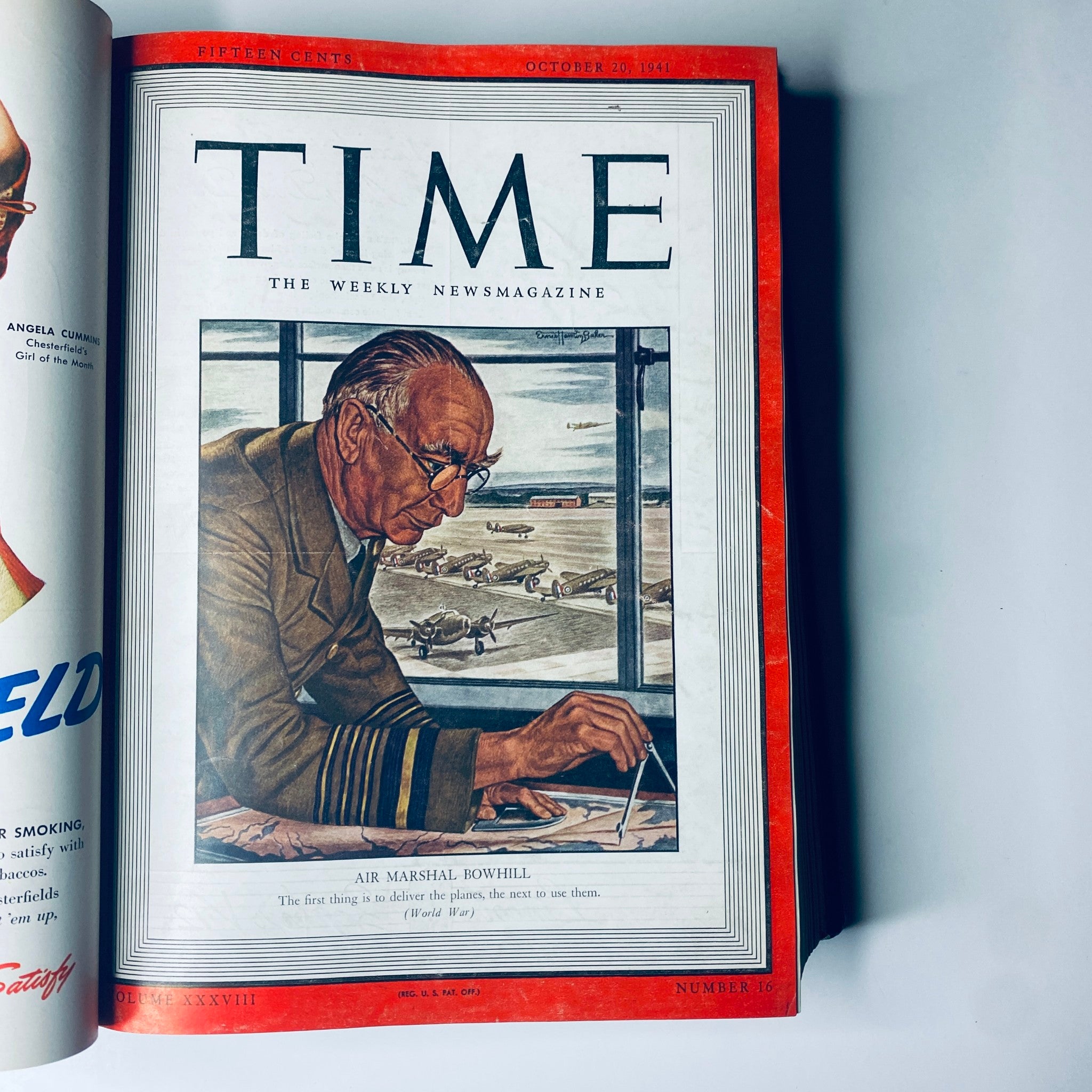 Time Magazine cover from October 20, 1941, depicting Air Marshal Bowhill, featured in the Time Magazine Library Bound Weekly.