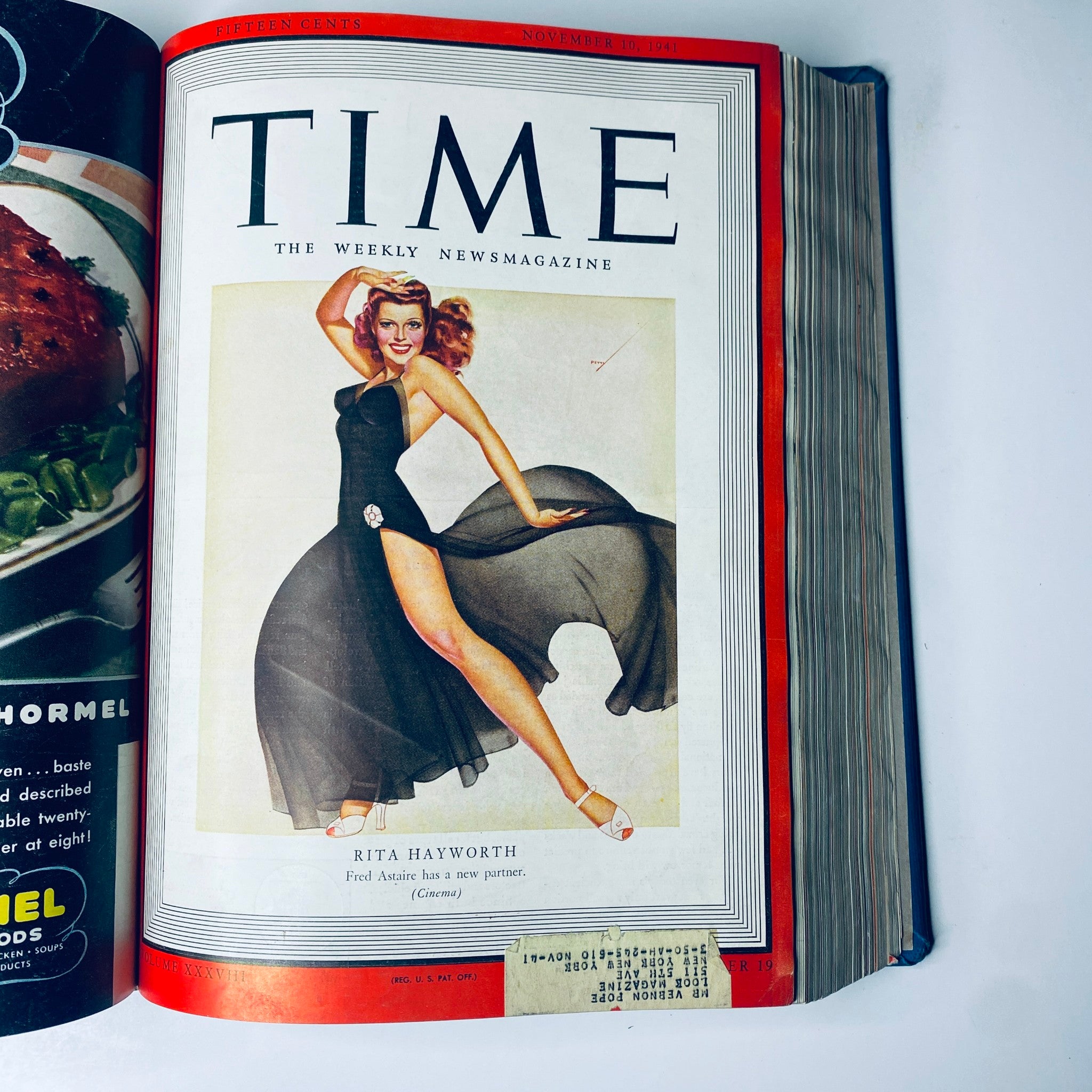 Cover of Time Magazine dated November 10, 1941 featuring Rita Hayworth, highlighting her as a prominent figure in cinema.