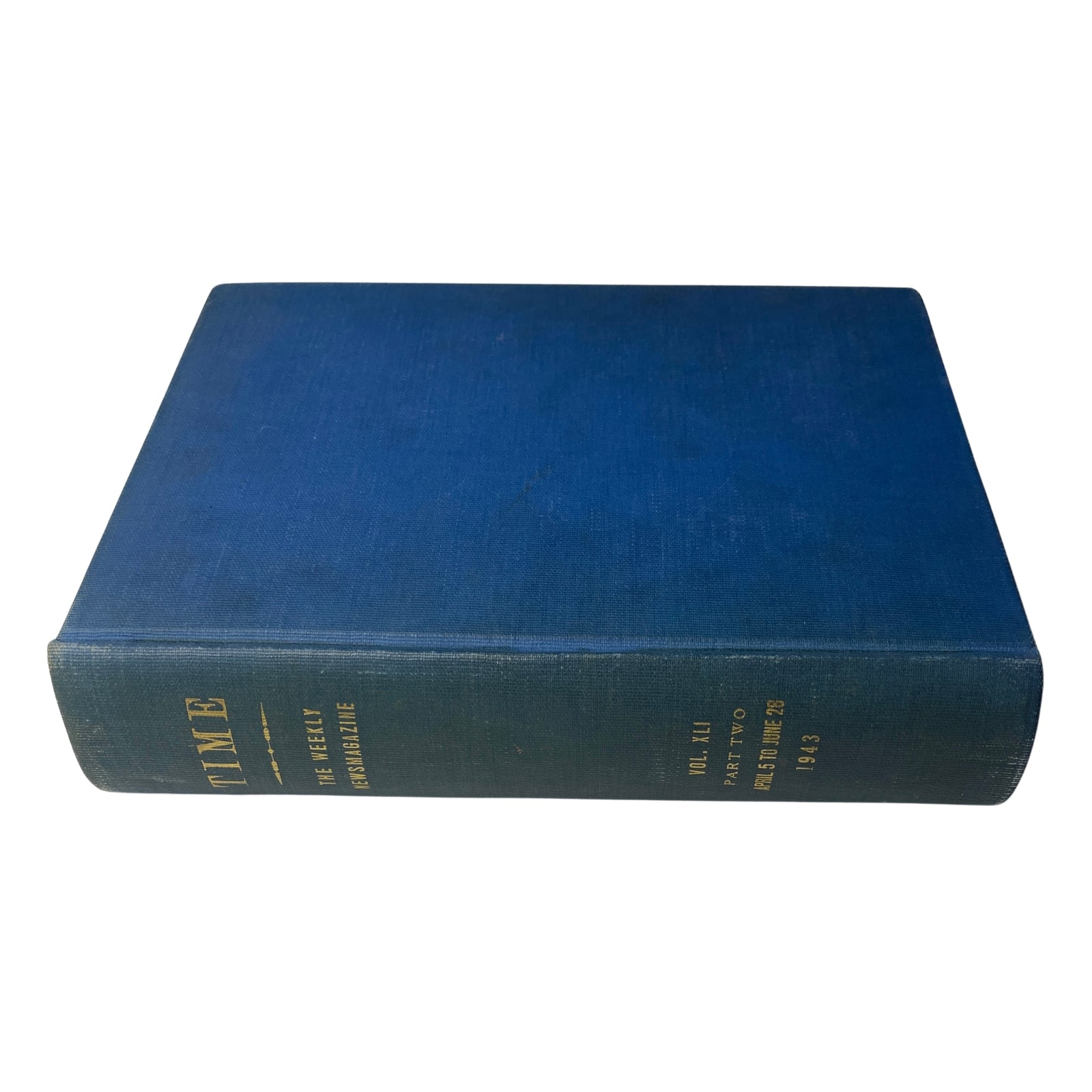 Spine view of the Time Library Bound Weekly Magazine, indicating volume and part, showcasing the publication year 1943.
