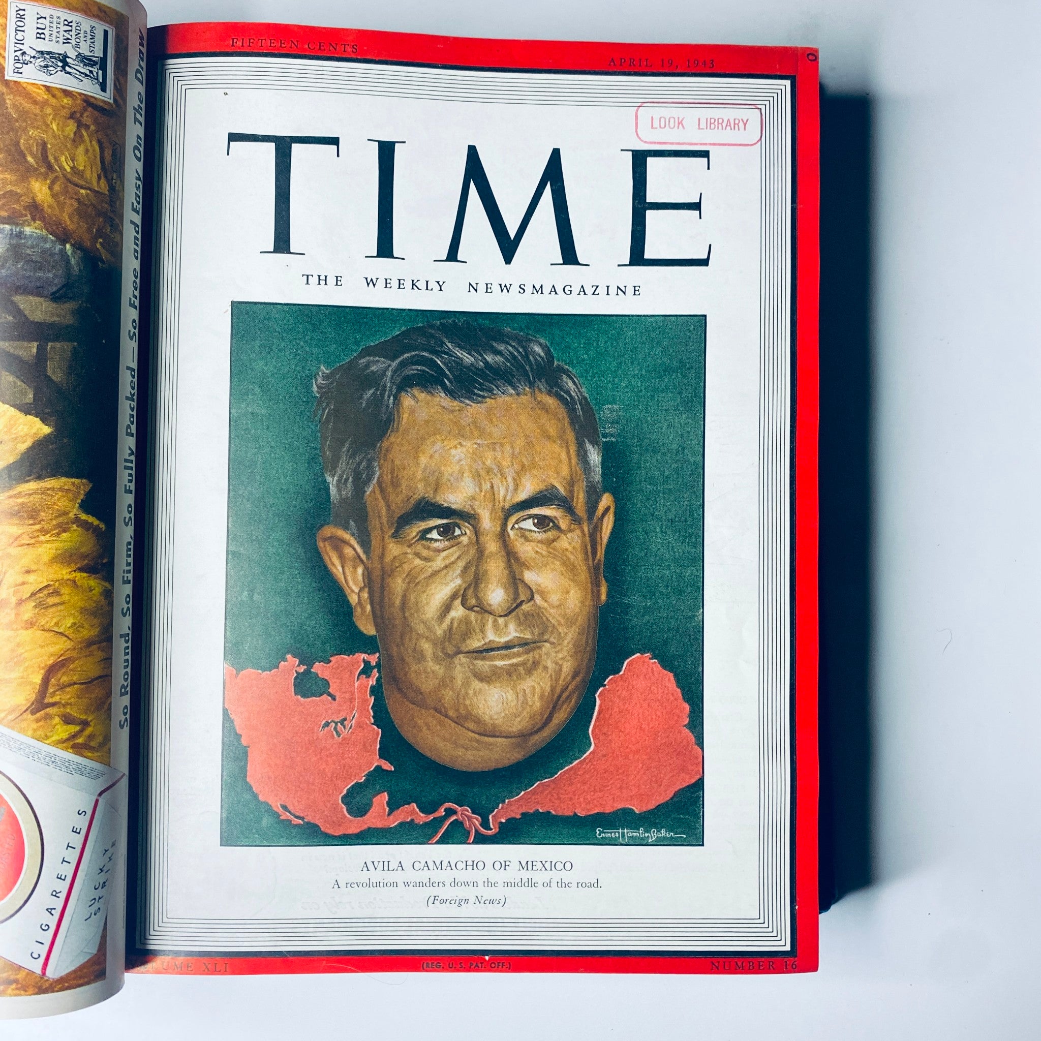 Cover of Time Magazine dated April 19, 1943, featuring Manuel Ávila Camacho, highlighting significant historical figures, as part of the Library Bound Weekly.