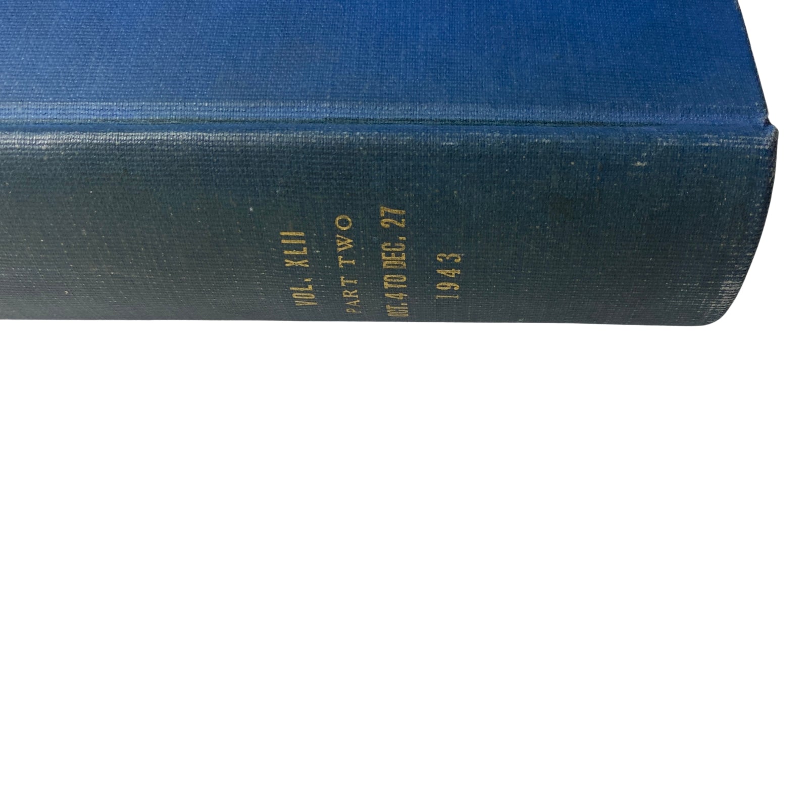 Time Magazine Library Bound Weekly October 4, 1943 - December 27, 1943 - Close-up view of the spine indicating Volume XLII, Part Two.