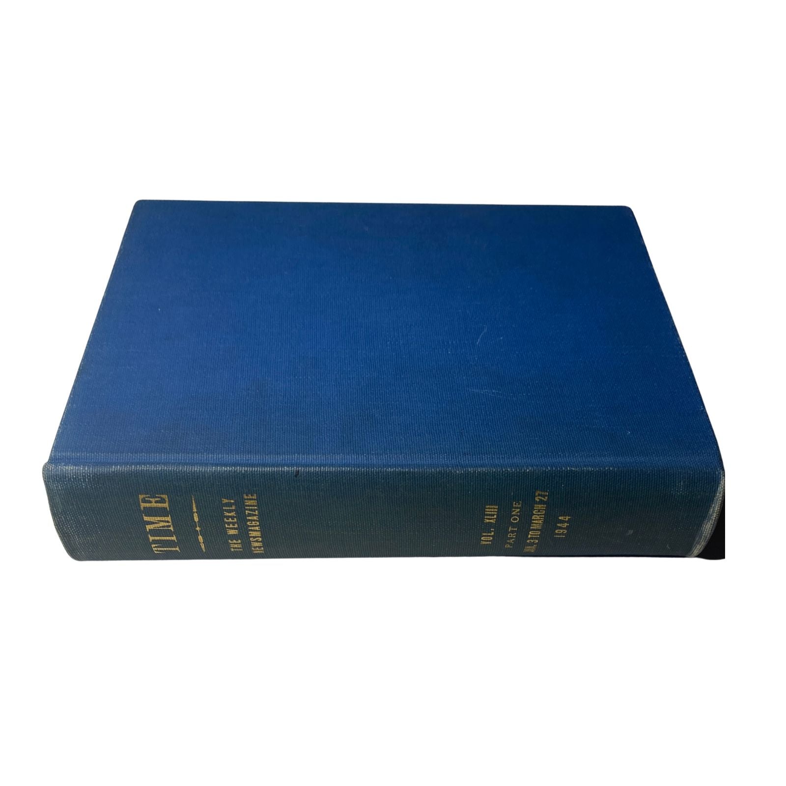 Top view of the Time Magazine Library Bound Weekly edition, indicating the hardcover design.