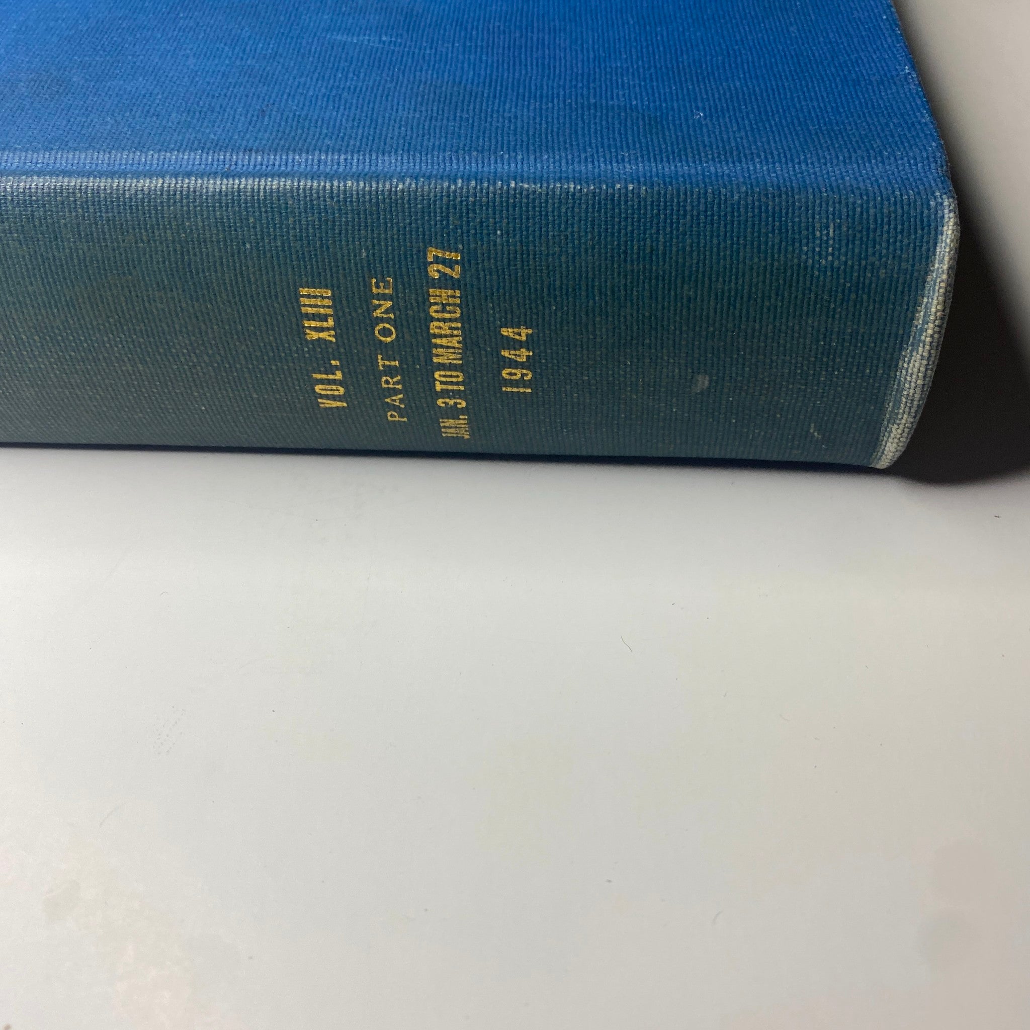 Close-up of the spine of the Time Magazine Library Bound Weekly, indicating volume and part information.