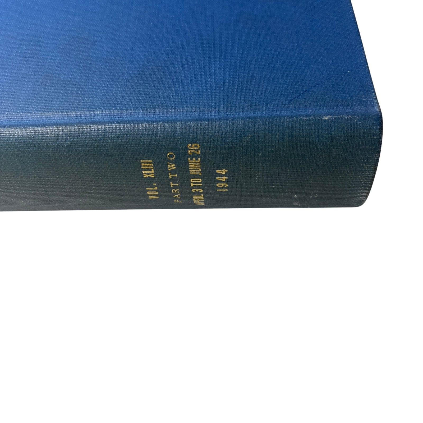 Spine view of the Time Library Bound Weekly Magazine featuring the title 'Time Library Bound Weekly April 3, 1944 - June 26, 1944' along with 'Vol. XIII Part Two'.