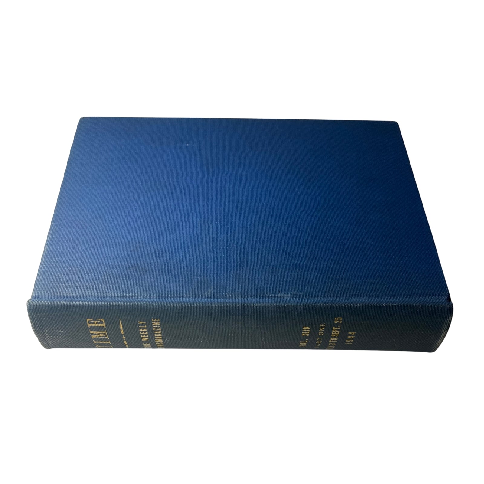 Side view of the library bound volume of Time Magazine documenting events from July 3 to September 25, 1944.