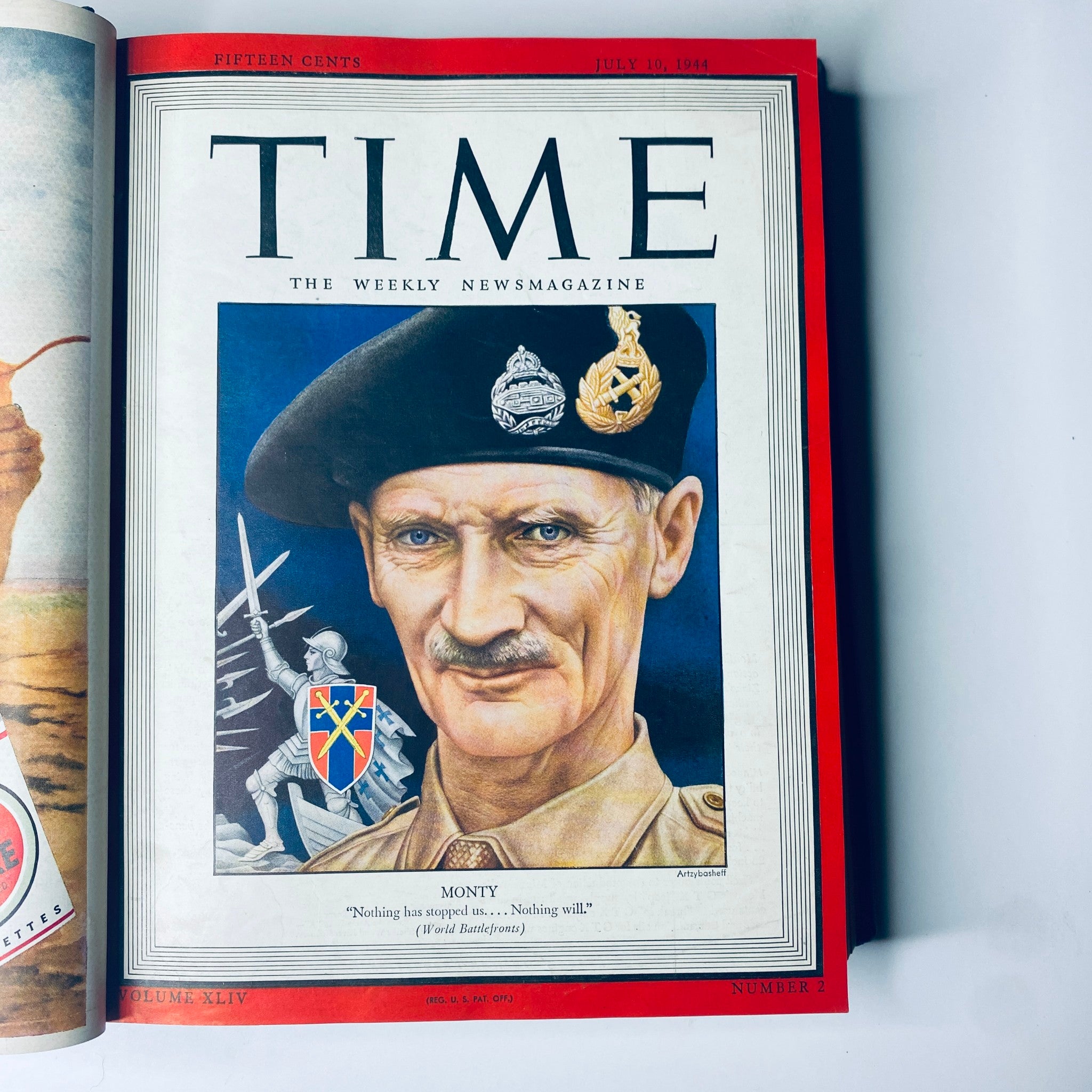 Cover page of the July 10, 1944 issue of Time Magazine from the Library Bound Weekly, featuring Field Marshal Bernard Montgomery.