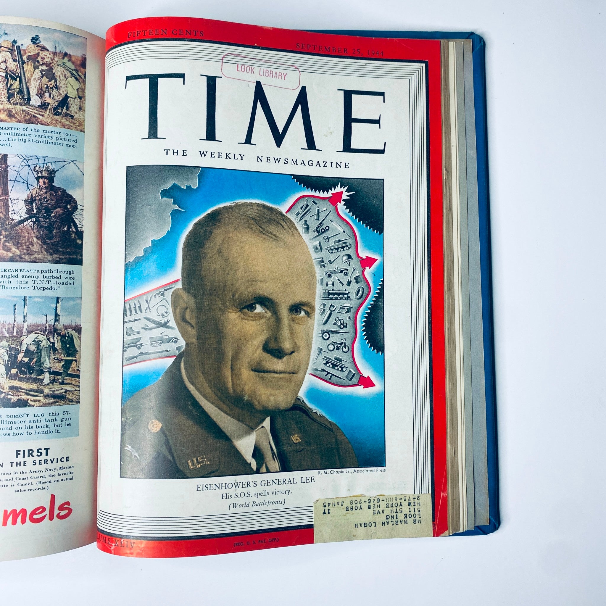 Cover of Time Magazine Library Bound Weekly, September 25, 1944, featuring General John C. H. Lee and the title 'EISENHOWER'S GENERAL LEE'.