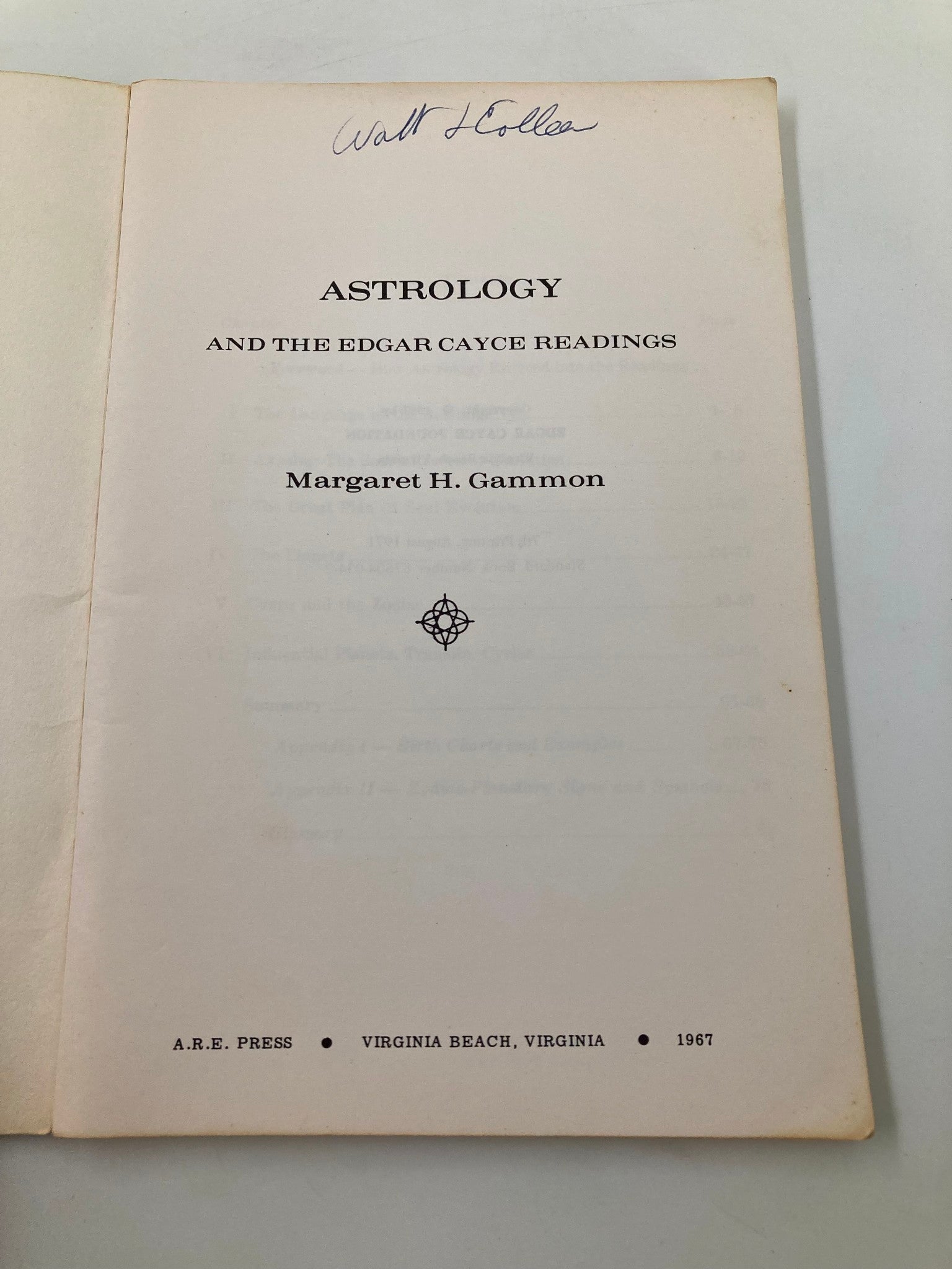 Astrology and The Edgar Cayce Readings by Margaret H. Gammon 1967