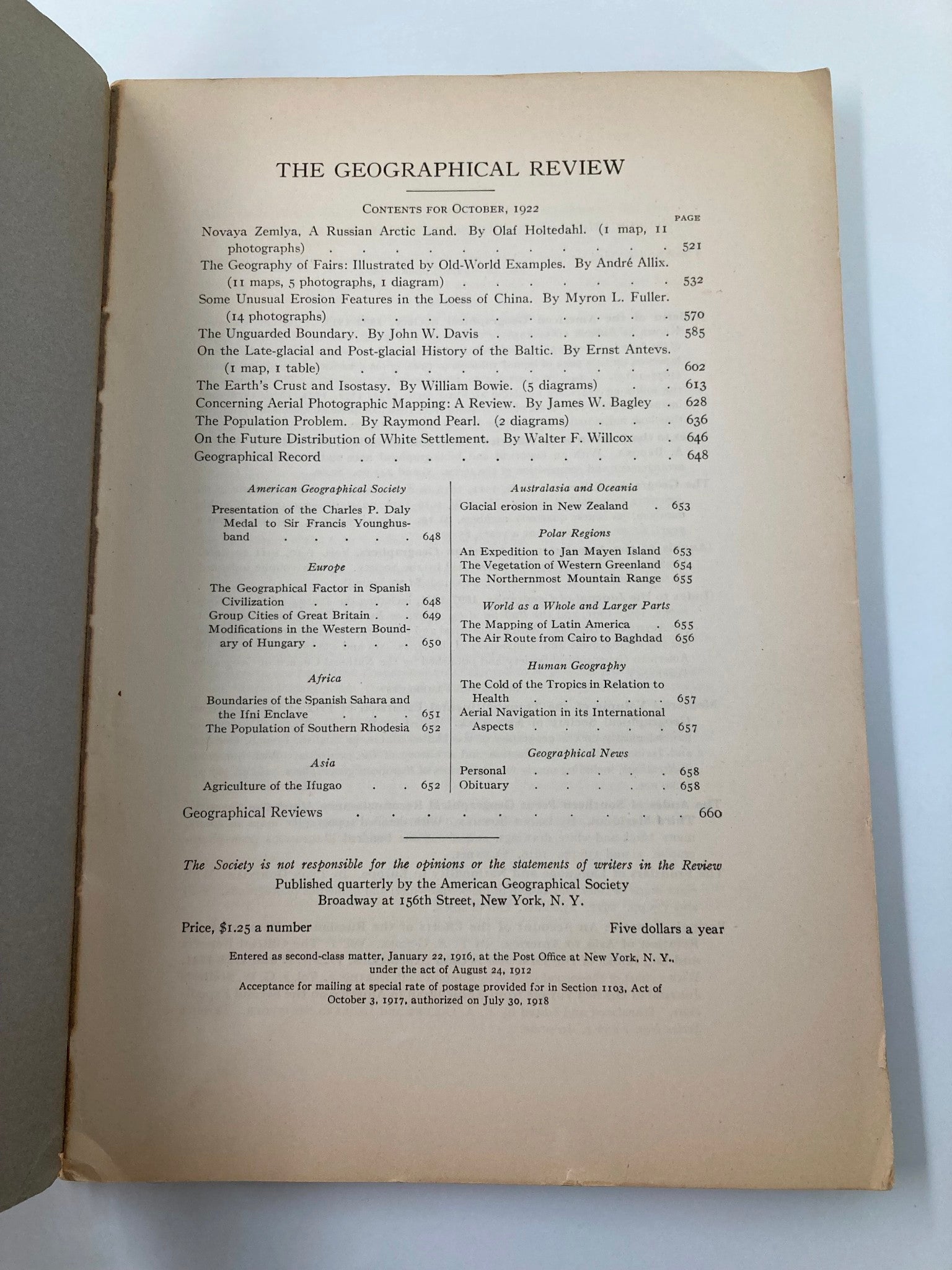 The Geographical Review by The American Geographical Society of New York 1922