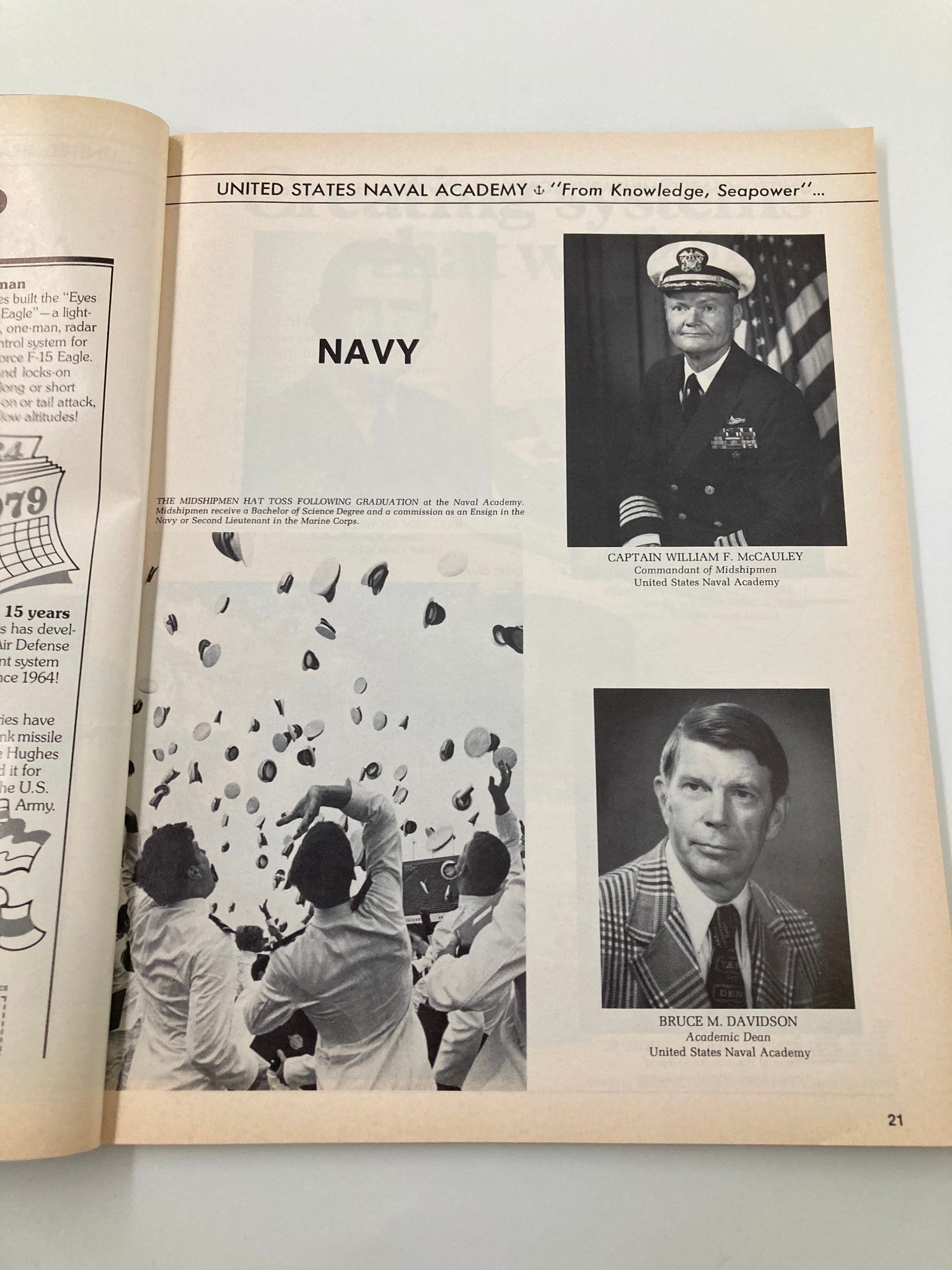 Profiles of Navy leaders, including Captain William F. McCauley, in the 1979 Football Army-Navy Annual Official Program.
