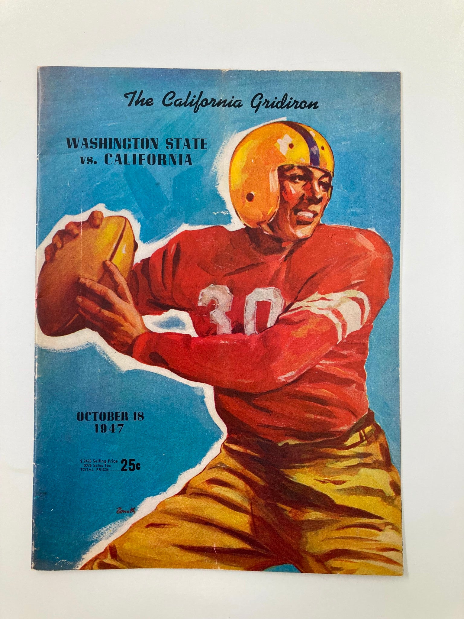 October 18 1947 Football Washington State v California Gridiron Official Program