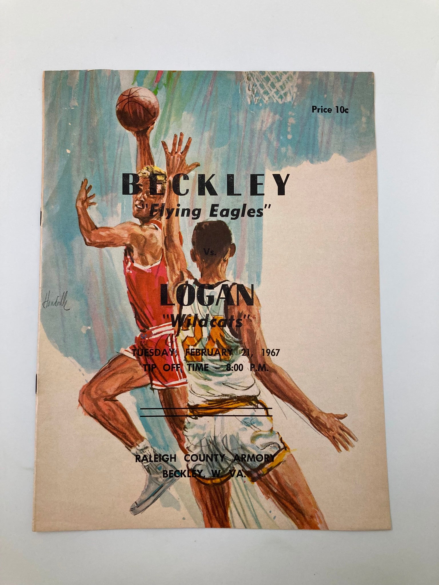 February 21 1967 Beckley Flying Eagles vs Logan Wildcats Basketball Program