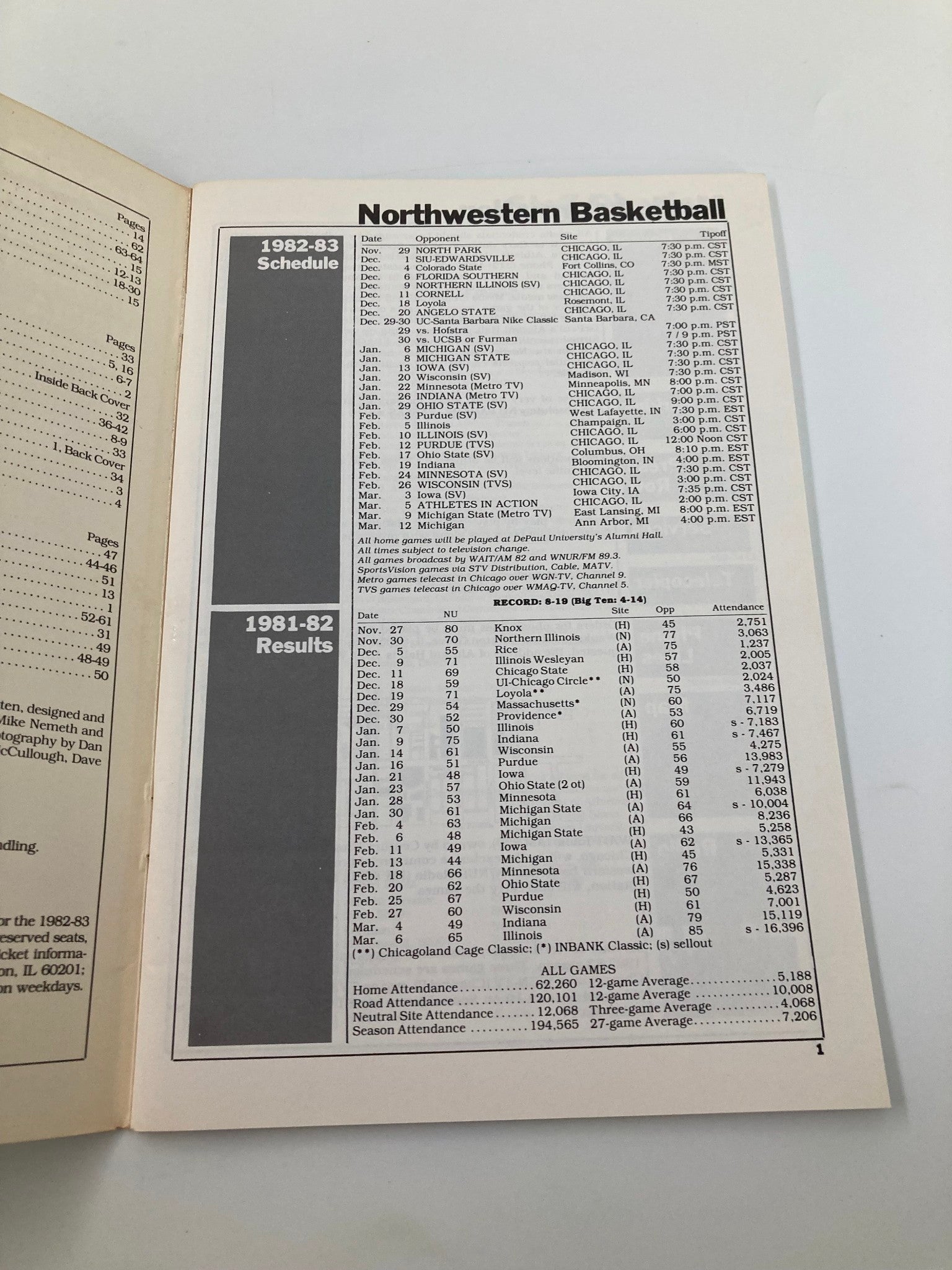 1982-1983 Northwestern Wildcat Basketball Media Guide