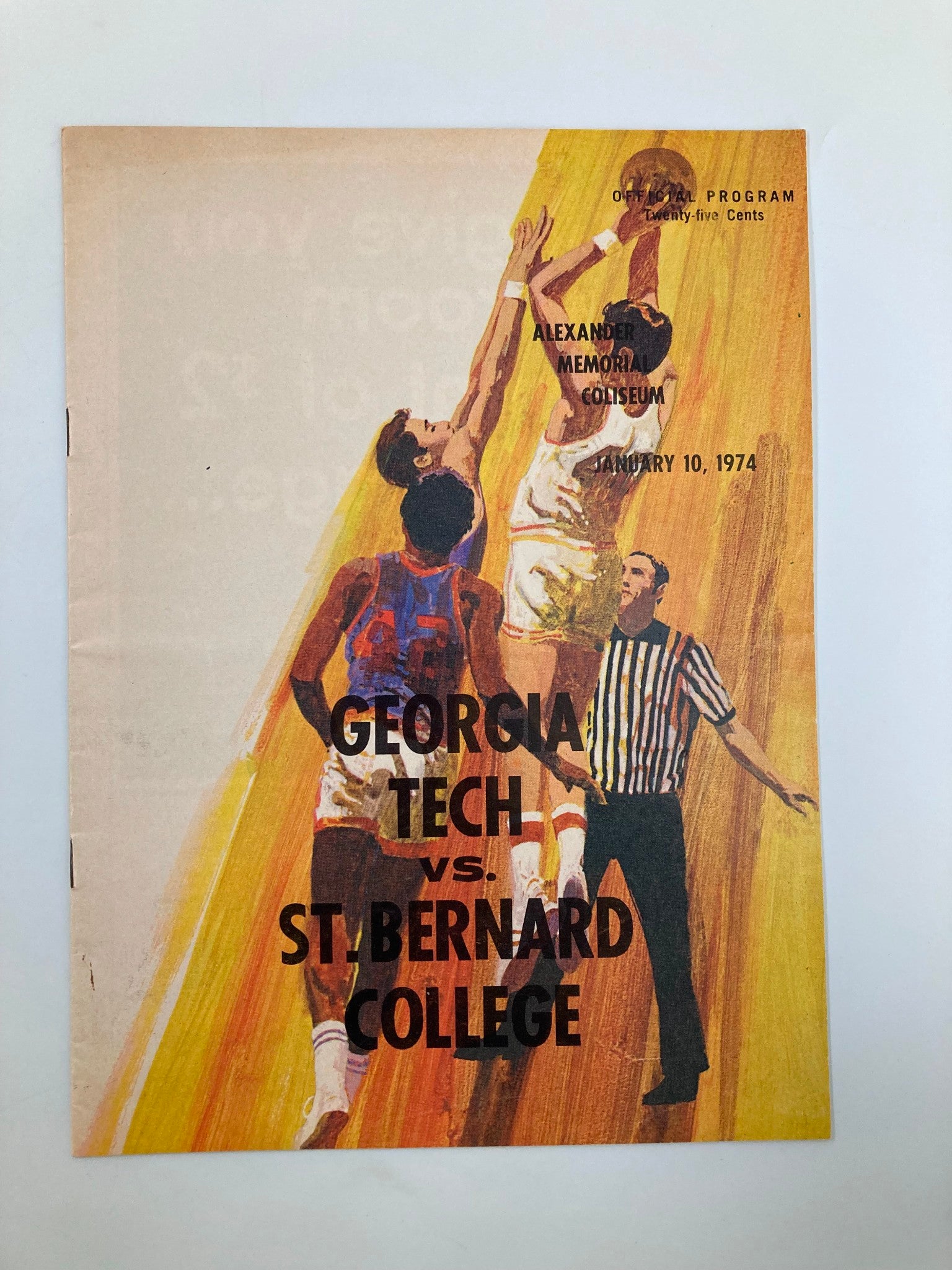 January 10 1974 Georgia Tech vs St. Bernard College Basketball Official Program