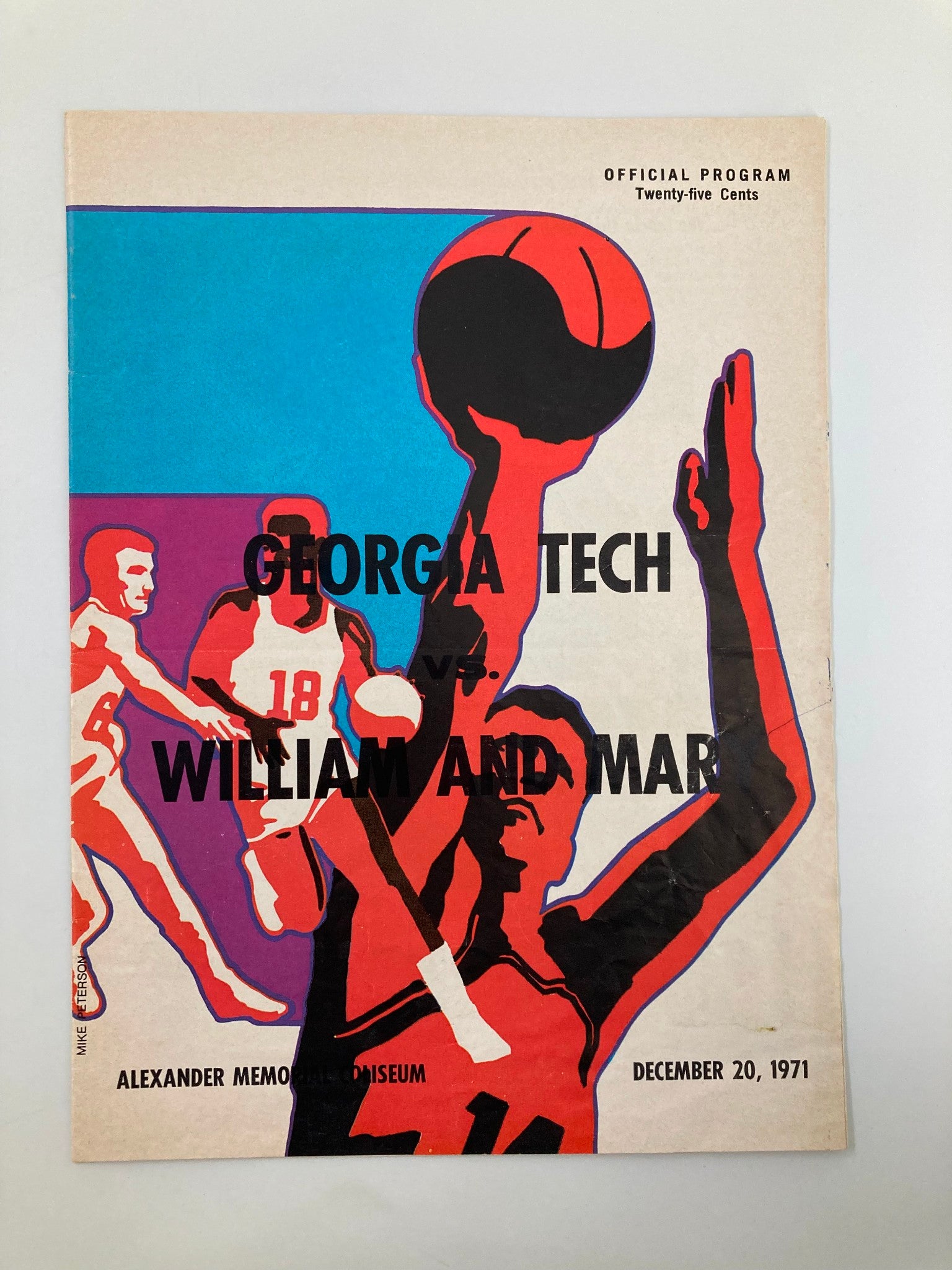 December 20 1971 Georgia Tech vs William and Mary Basketball Official Program