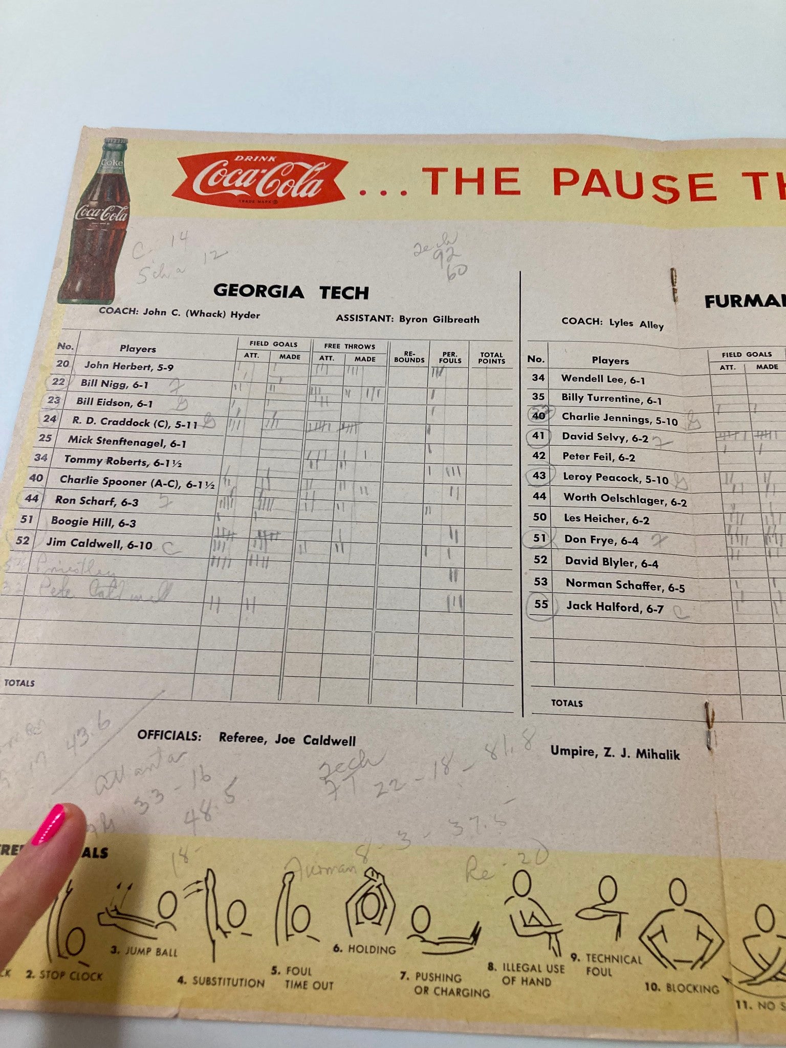 December 4 1963 Georgia Tech vs Furman Basketball Official Program