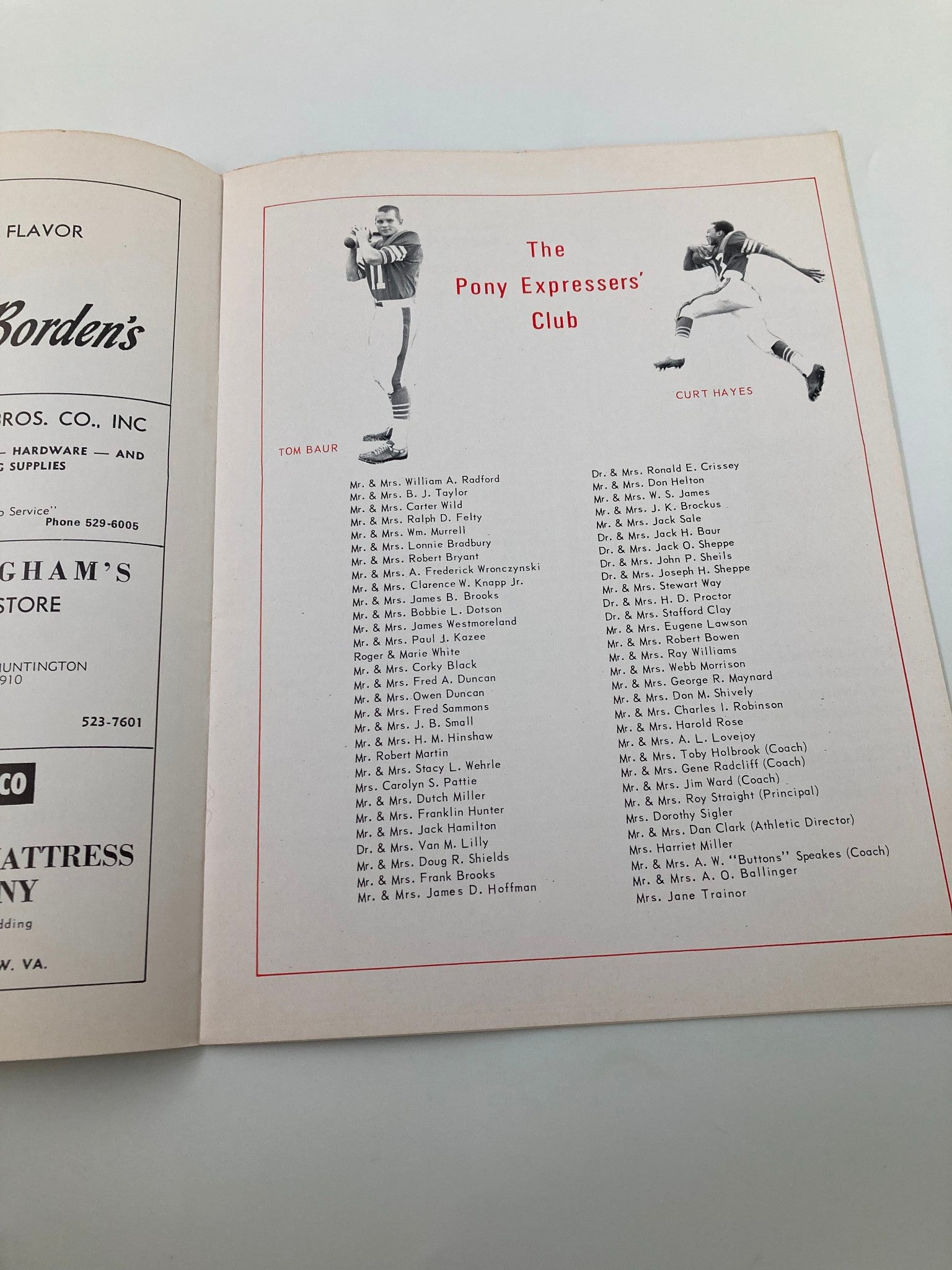 Inside page listing members of the Pony Expressers' Club from the Official Souvenir Program Booklet for October 31, 1970.