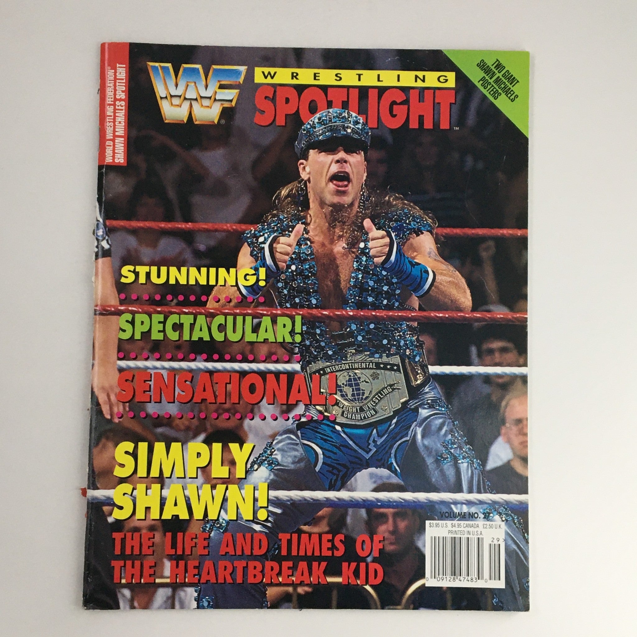 WWF Wrestling Spotlight Magazine 1995 Vol 27 Shawn Michaels, w Poster No Label