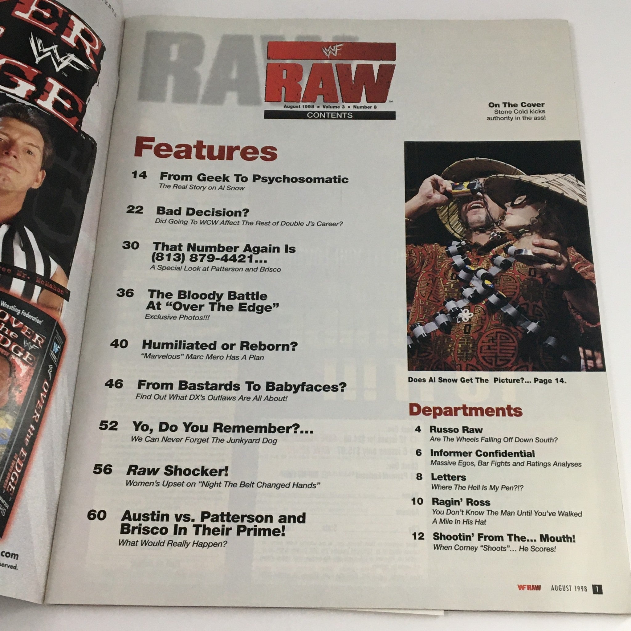 WWF Raw Magazine August 1998 Steve Austin & Mr. McMahon, w Poster No Label